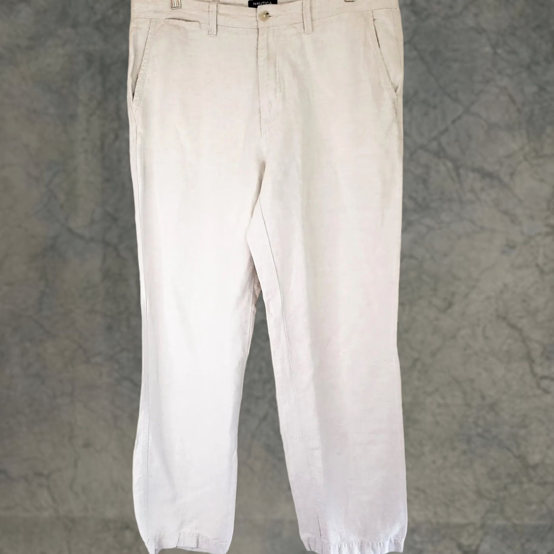 Nautica Nautica Pants Beige Linen Regular Straight 36x32 Men’s Flat Front Size US 36 / EU 52 - 1 Thumbnail