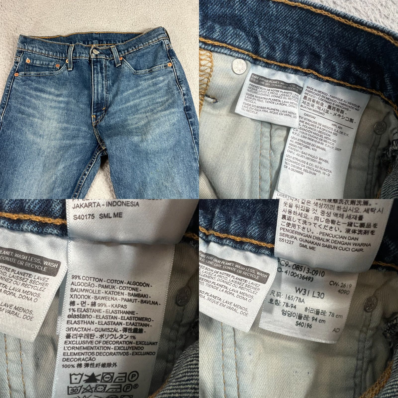 Levi's Levi's 513 Jeans Slim Straight Denim 31x30 Blue Dark Wash Stretch Mens Straight Leg Regular Vintage No Size US 31 - 8 Thumbnail