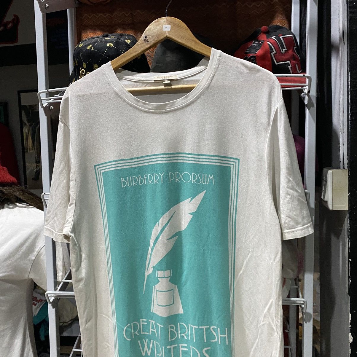 Burberry Prorsum Spring 2015 Teal White Great British Writers Cotton Tshirt Size US XL / EU 56 / 4 - 3 Thumbnail