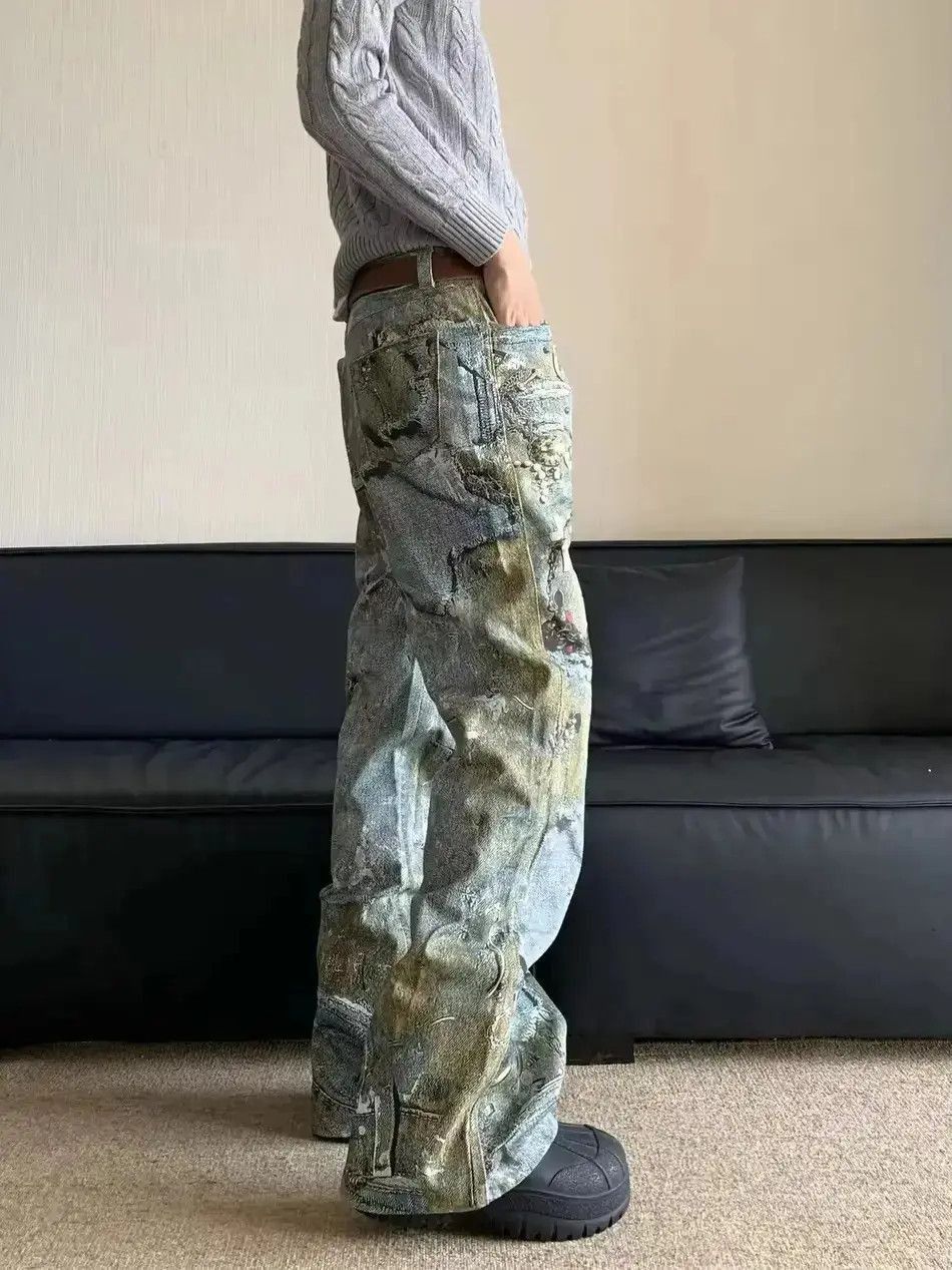 Japanese Brand Design Printing Straight Loose Jeans Pants Size US 32 / EU 48 - 6 Thumbnail