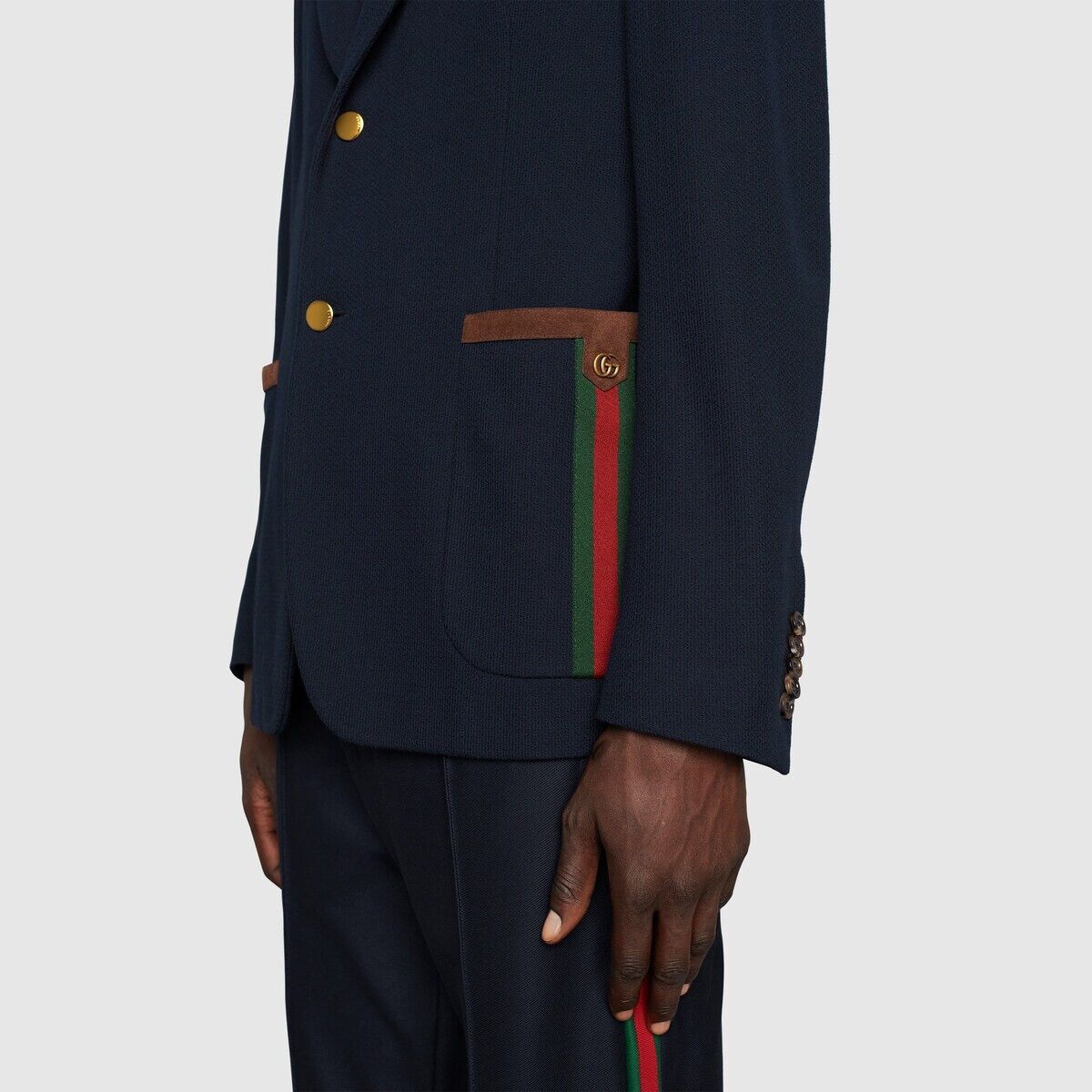 Gucci o1mt1gz0725 Cotton Jersey Jacket With Web in Blue Size US M / EU 48-50 / 2 - 7 Thumbnail