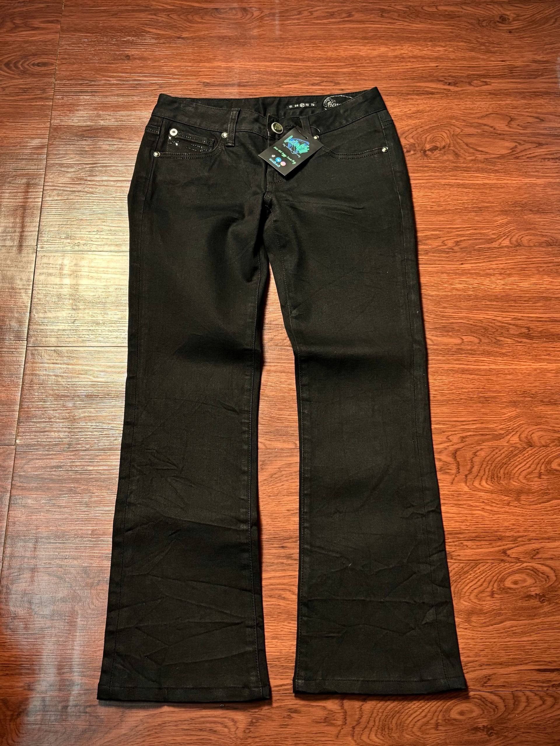 Rock & Republic Vintage Y2K Designer Blackout Rhinestone Flare Denim Pants Size 30" / US 8 / IT 44 - 3 Thumbnail