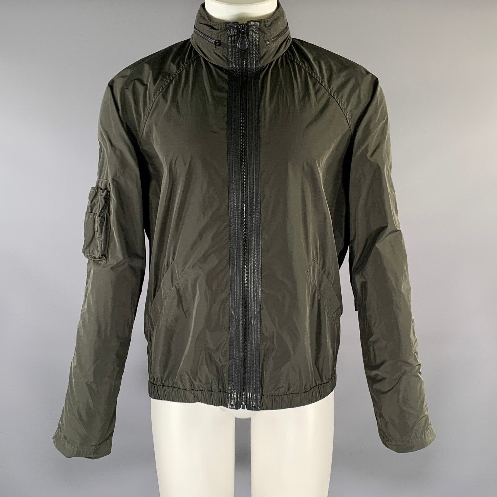 Alexander Wang ALEXANDER WANG M Green Olive Shimmery Polyester Windbreaker Size US M / EU 48-50 / 2 - 1 Thumbnail
