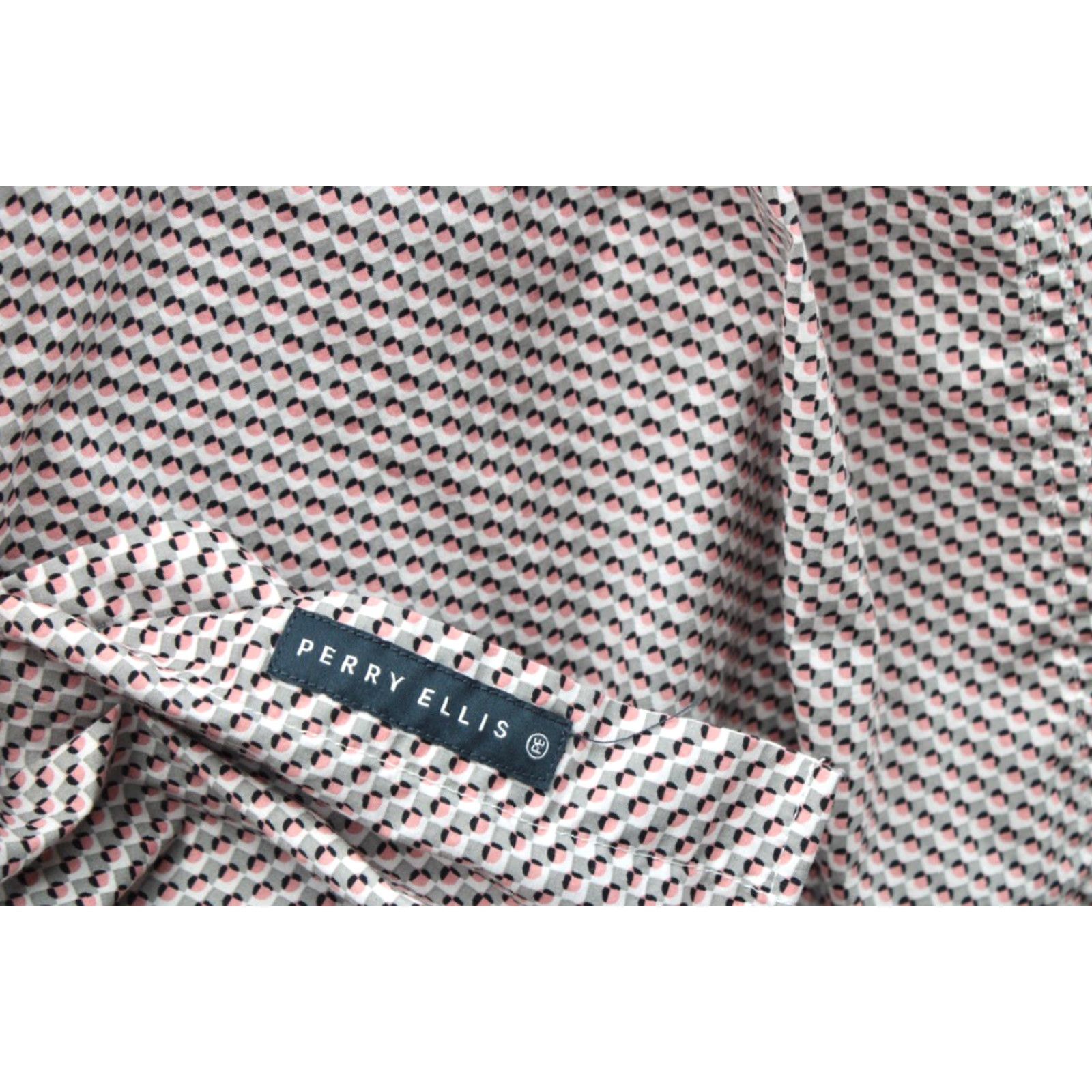 Perry Ellis Perry Ellis Oeko-Tek Stretch Shirt Mens 2XL Long Sleeve Button-Up Mini Cube Print Size US XXL / EU 58 / 5 - 5 Thumbnail