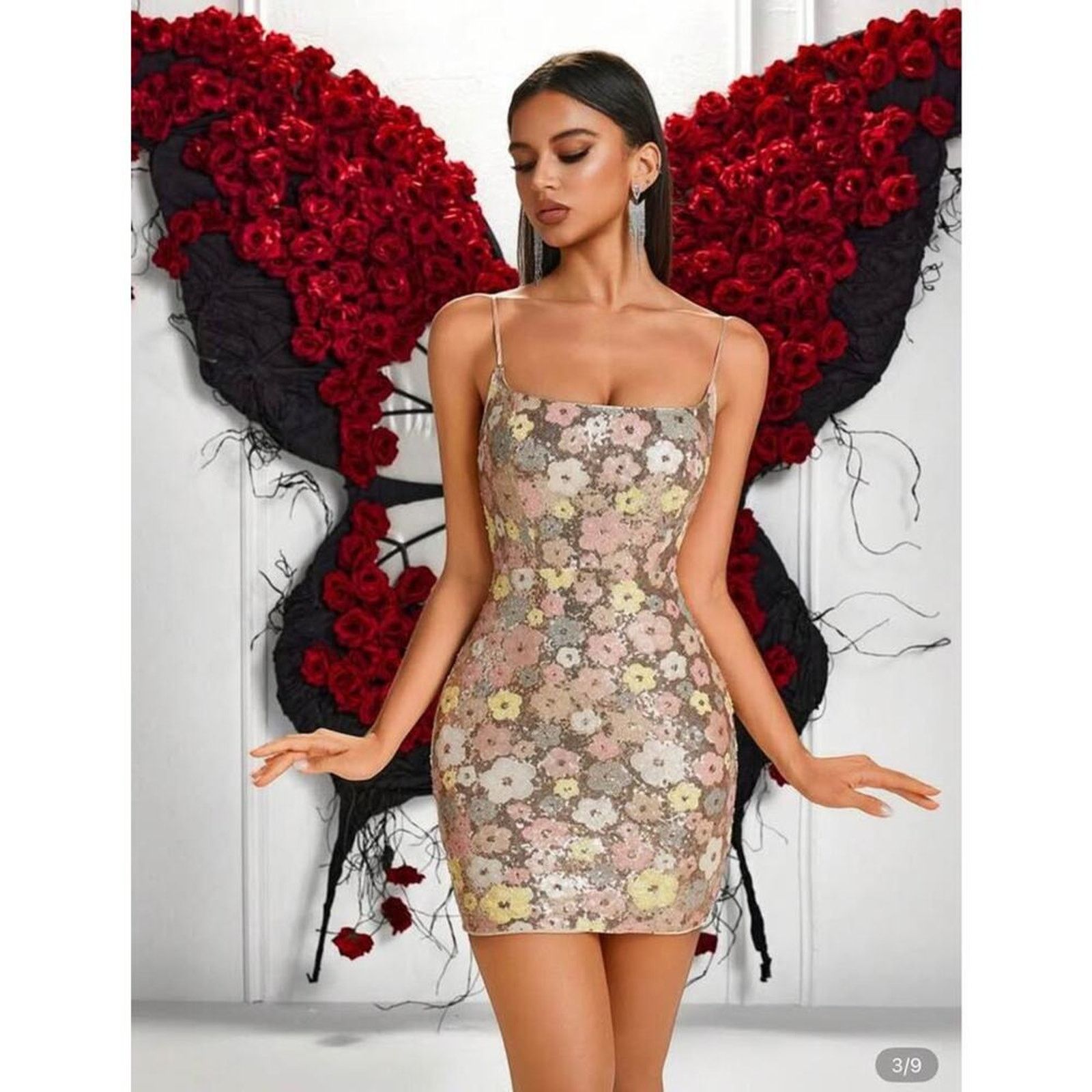 Other New rose gold bodycon floral party glam Sequin dress size S Size S / US 4 / IT 40 - 3 Thumbnail
