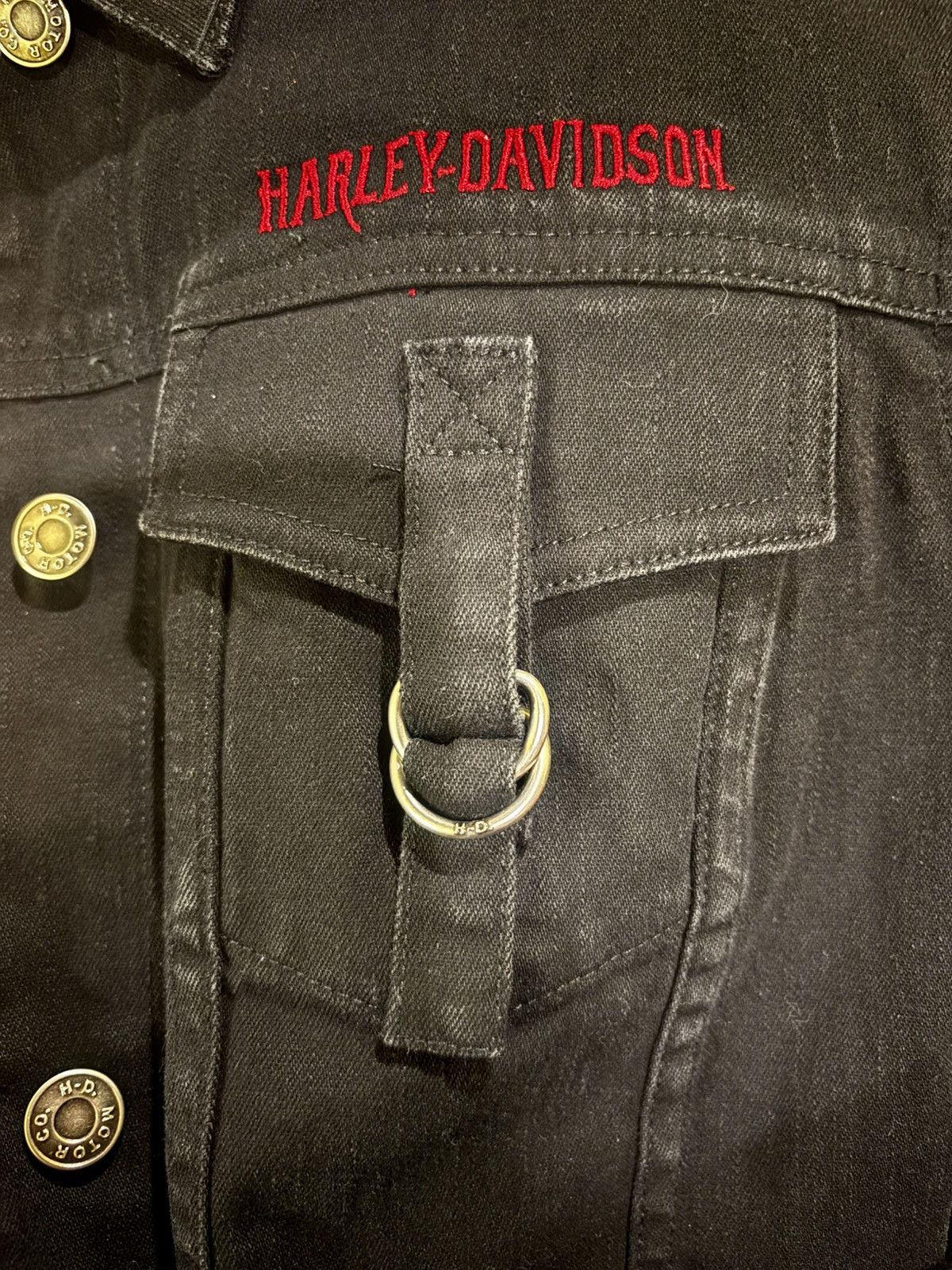 Harley Davidson Black denim jacket0241 Size M / US 6-8 / IT 42-44 - 9 Thumbnail