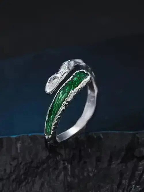Jewelry Two Tone Vintage Green Ring Size ONE SIZE - 1 Thumbnail