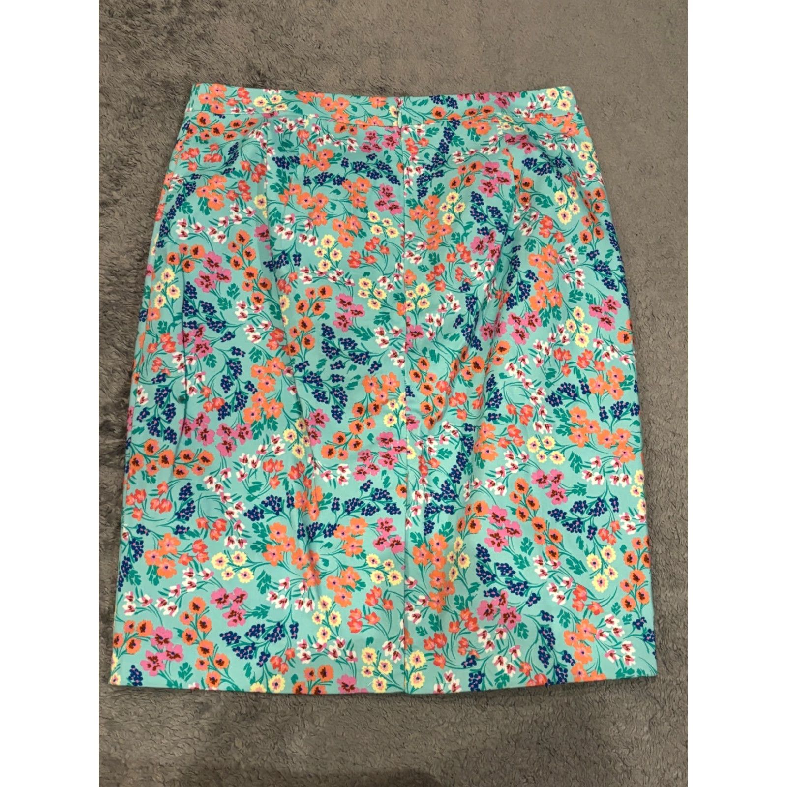 J.Crew VINTAGE: No - (excluded) J.CREW Pencil Skirt Womens 4 Turquoise Floral Straight Modest Midi Casual Summer Blue Floral Size 27" / US 4 / IT 40 - 5 Thumbnail
