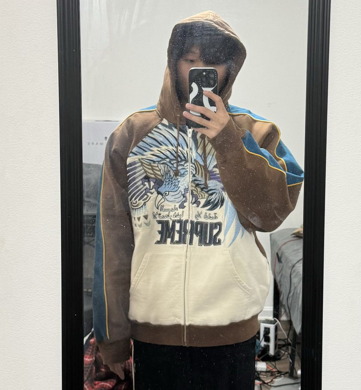 Supreme Supreme Falcon Raglan Zip Up Hooded Sweatshirt | Grailed