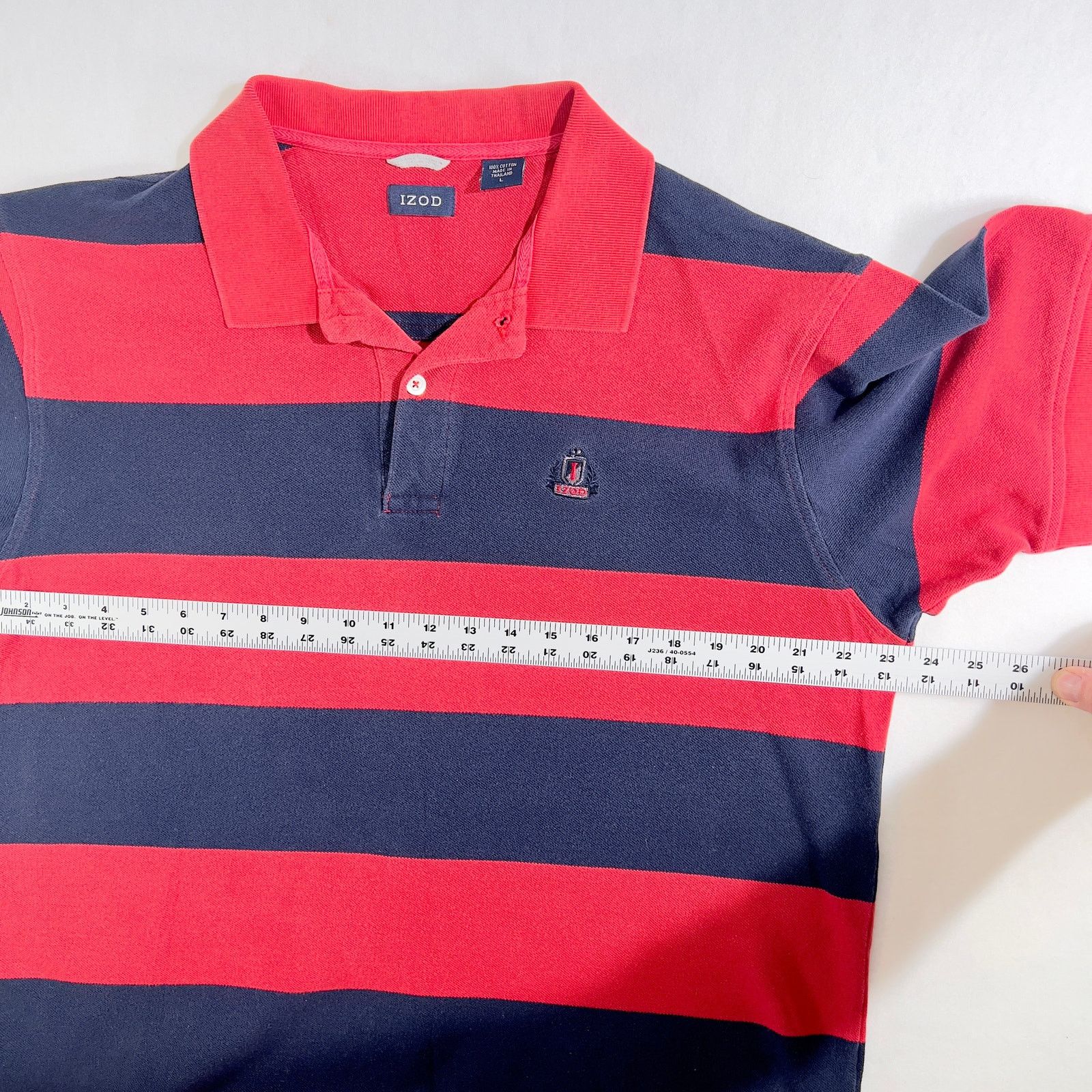 Izod Izod Polo Men L 2-Button Izod Logo on Chest Cotton Red Black Size US L / EU 52-54 / 3 - 6 Thumbnail