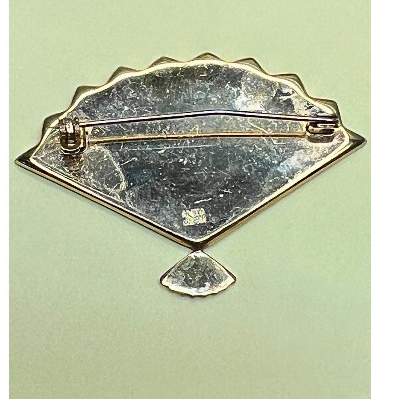 & Other Stories Amita Japan Black Gold Fuji Village Fan Brooch Pin Size ONE SIZE - 5 Thumbnail