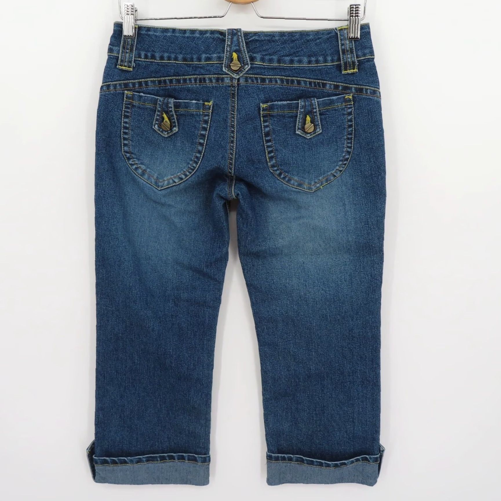Vintage VINTAGE GLO Juniors Jeans Cropped Denim 5 Blue Crop Hem 2000s Womens Girls Jeans Cropped Cotton Blend Spring Summer Fall Winter Pattern: Solid Size 27" / US 4 / IT 40 - 5 Thumbnail