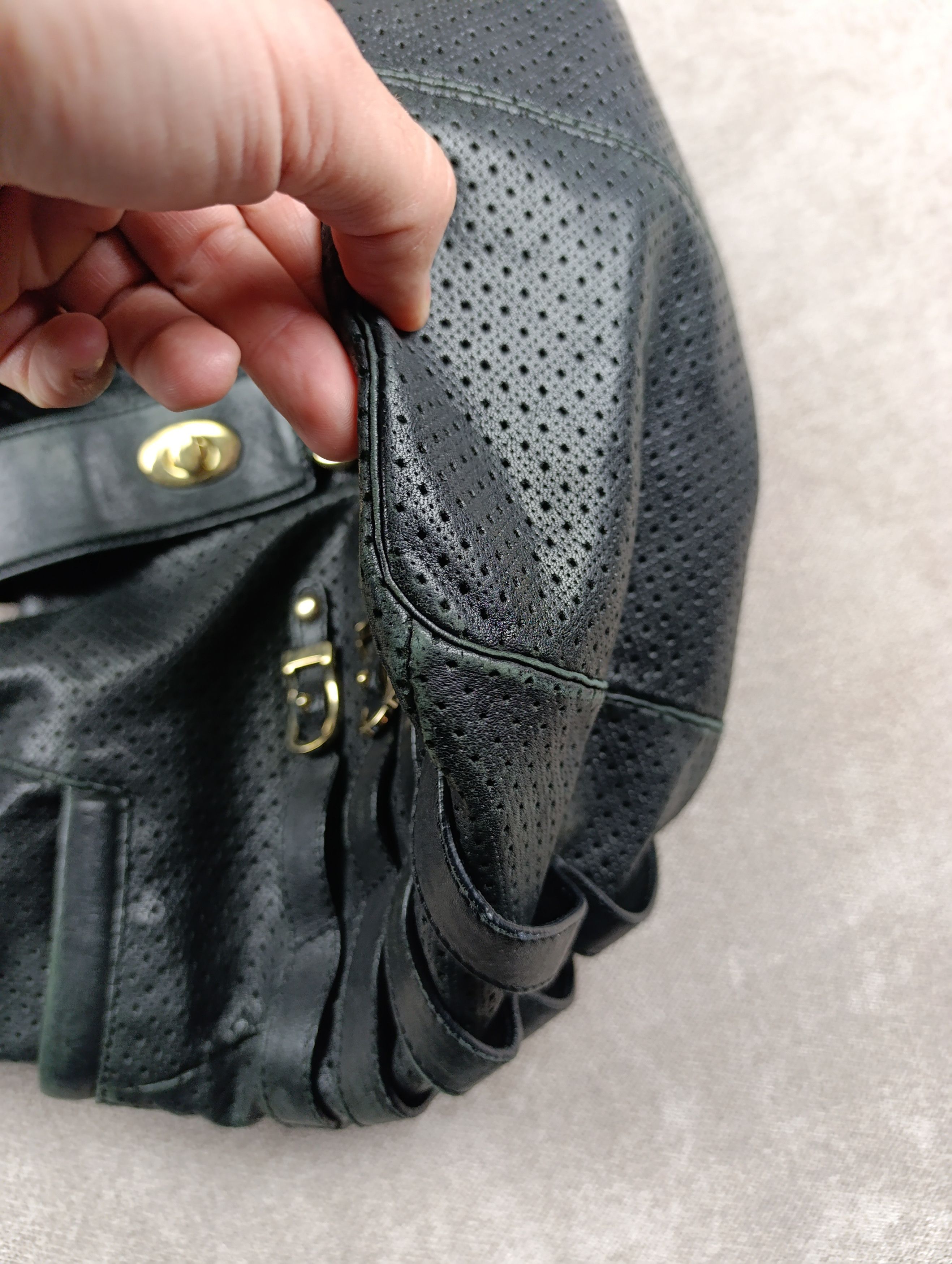 Jimmy Choo Jimmy Choo Black Perforated Leather Gold Hardware Bree Bag Size ONE SIZE - 9 Thumbnail
