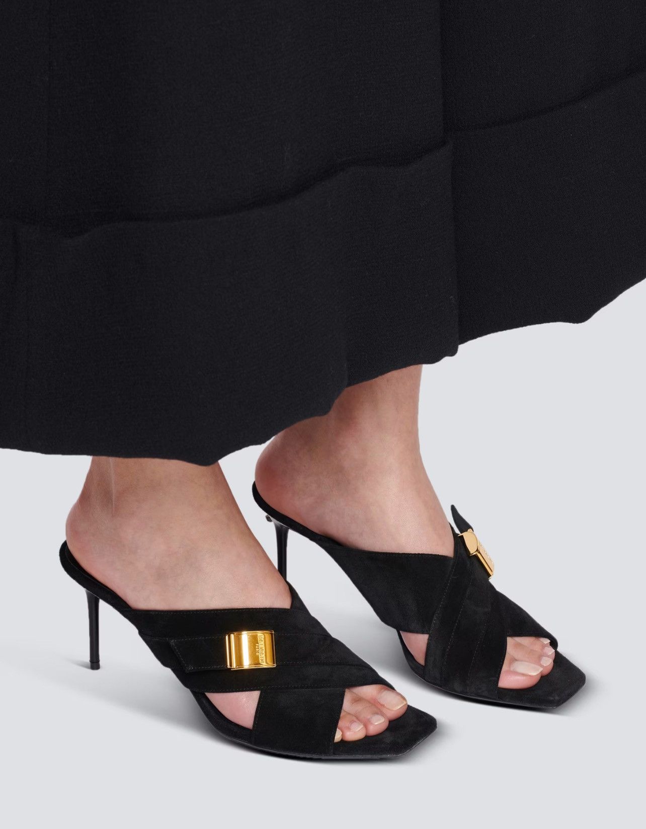 Balmain Balmain Uma Mules In Suede Leather size 37.5 Size US 7.5 / IT 37.5 - 3 Thumbnail