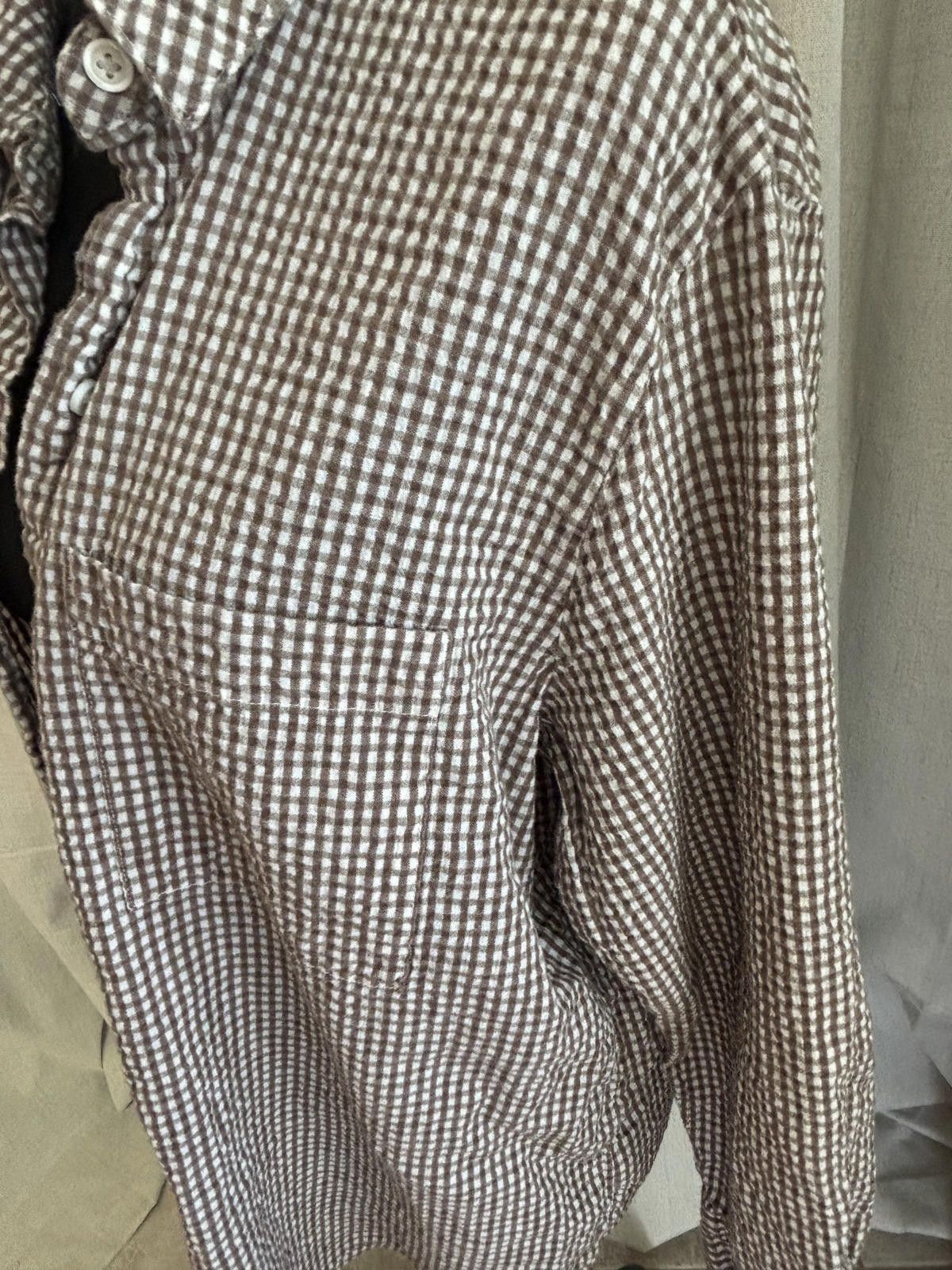 Divided Cottage core Boho Button-Up Shirt with Checkered Pattern Size ONE SIZE - 5 Thumbnail