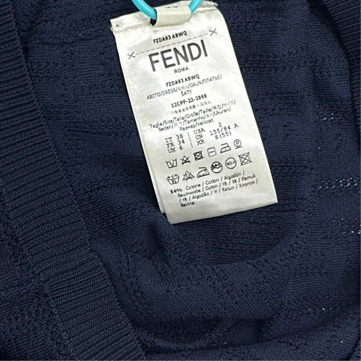 Fendi Fendi Blue Sleeveless Logo Knit Dress -2508 Size M / US 6-8 / IT 42-44 - 4 Thumbnail
