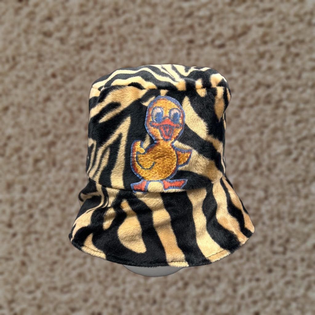 Vintage Duck Bucket Hat Adult One Size Beige Black Zebra Print Poly Blend Reversible Size ONE SIZE - 1 Thumbnail