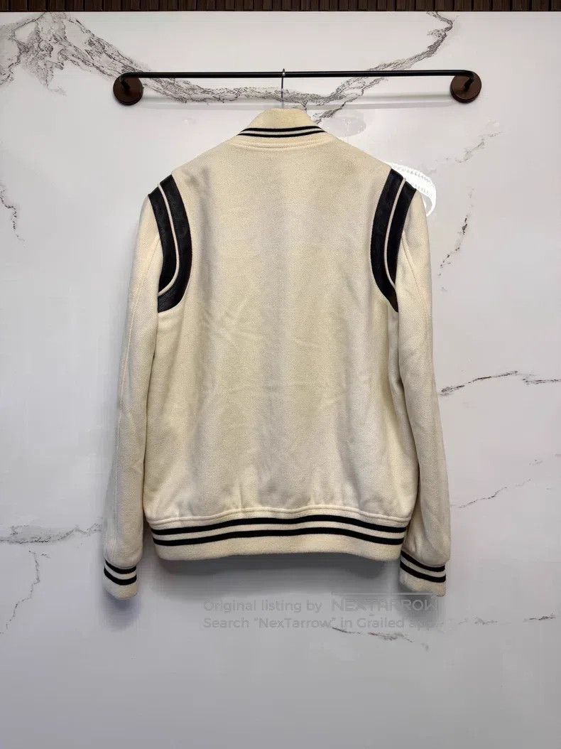 Saint Laurent Paris Saint Laurent Paris White Leather Patch Baseball Jacket Size US L / EU 52-54 / 3 - 3 Thumbnail