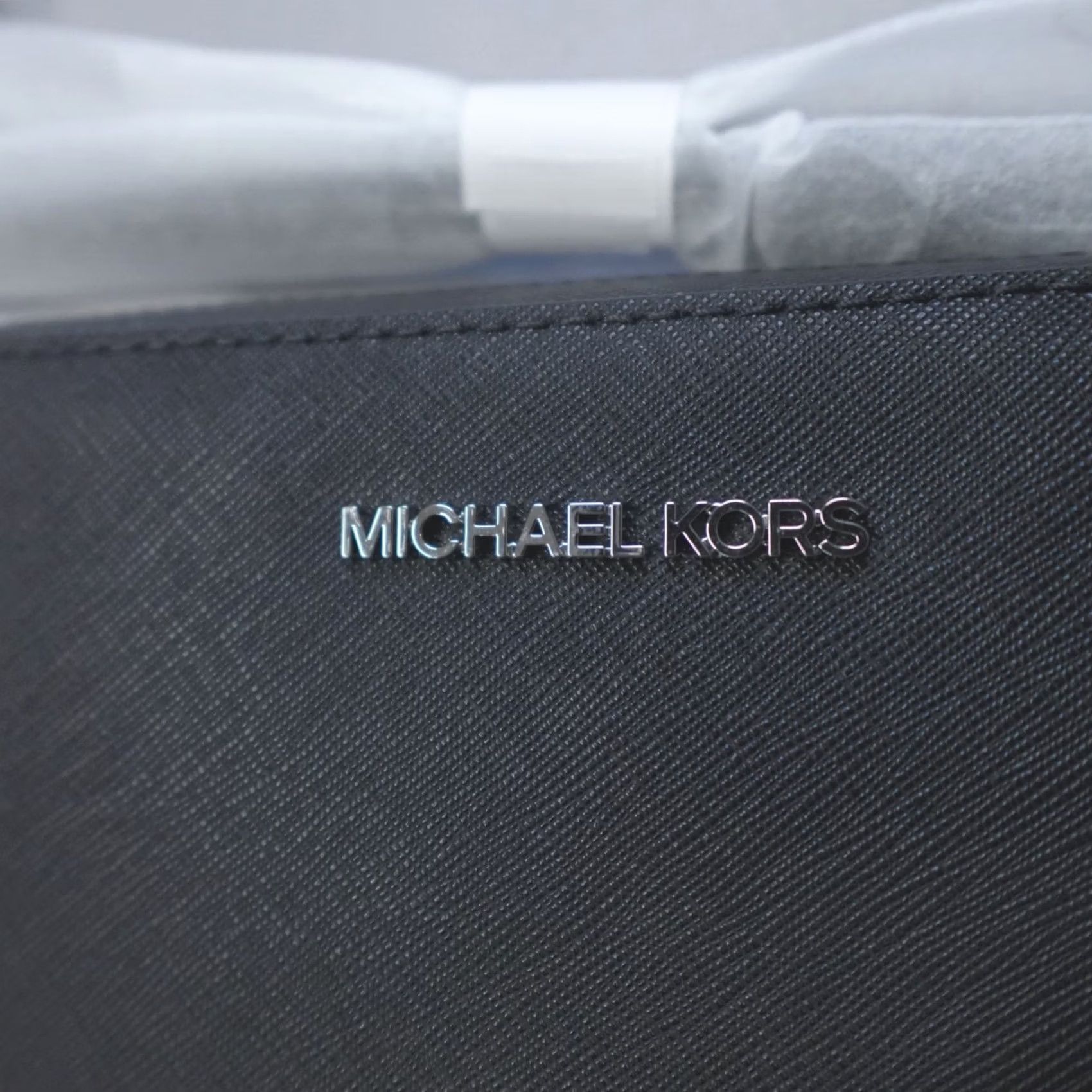 Michael Kors Michael Kors Bag Large Jet Set EW Crossbody Leather Black Silver Zipper Adjustable Strap Designer Womens Size ONE SIZE - 2 Thumbnail