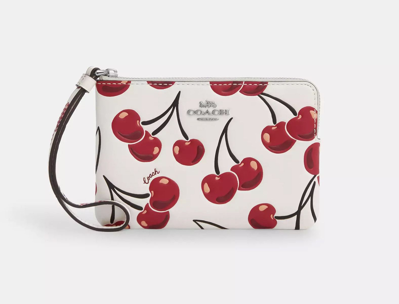 Coach 🍒 Corner Zip Wristlet With Cherry Print CZ451 Size ONE SIZE - 6 Thumbnail
