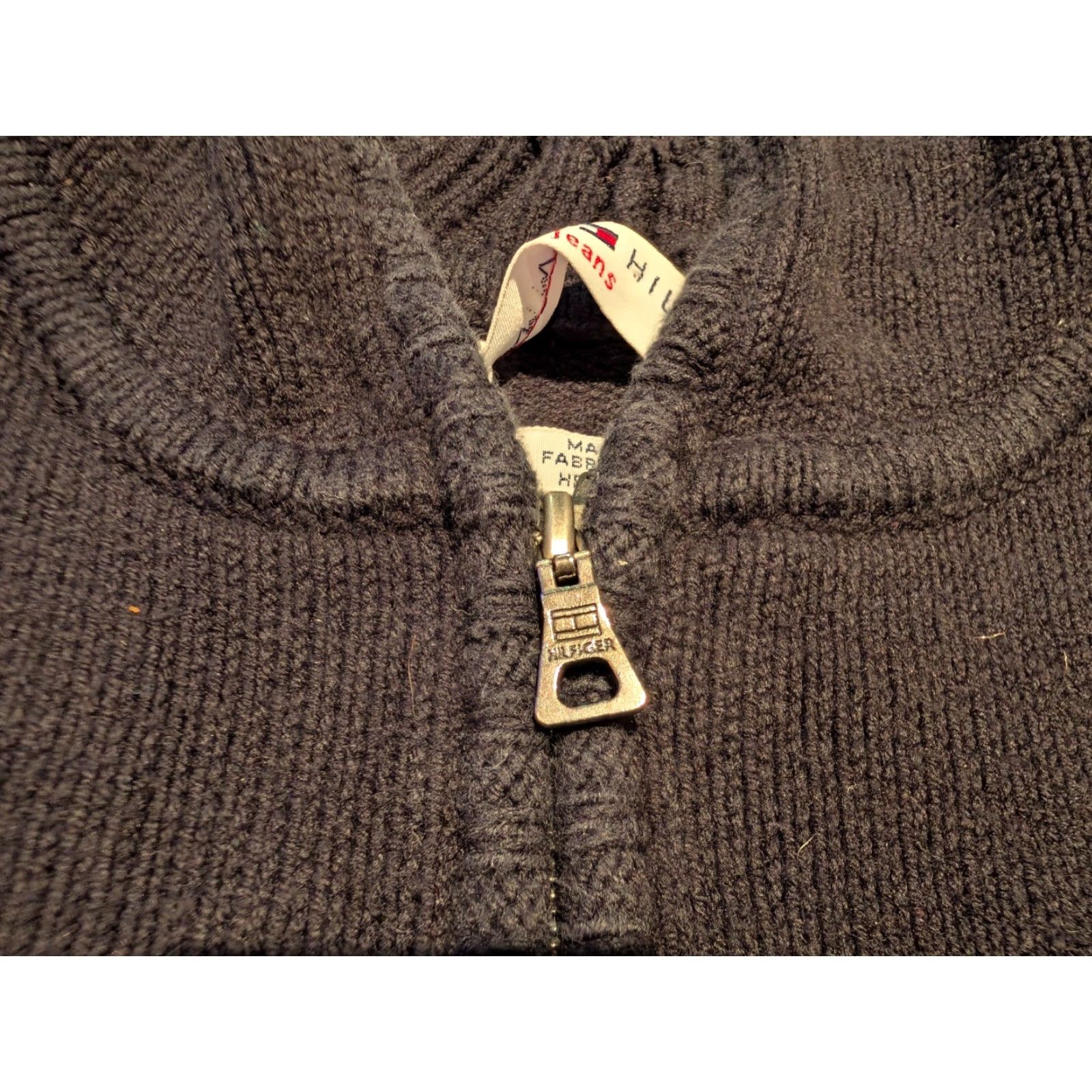 Tommy Hilfiger VINTAGE Tommy Hilfiger Women’s Sweater Full Zip Hooded Cable Knit Black XL Japan Size XL / US 12-14 / IT 48-50 - 7 Thumbnail