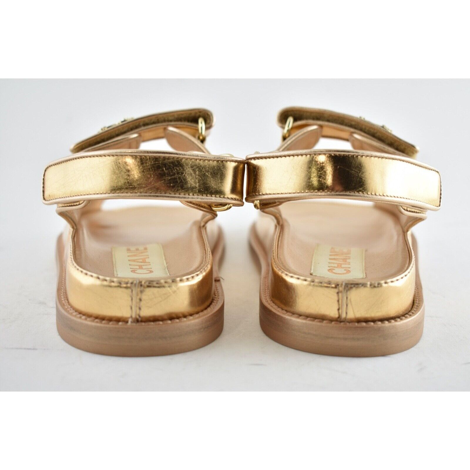 Chanel Chanel 22C Golden Gold Laminated CC Logo Mule Slide Strap Size US 8 / IT 38 - 11 Thumbnail