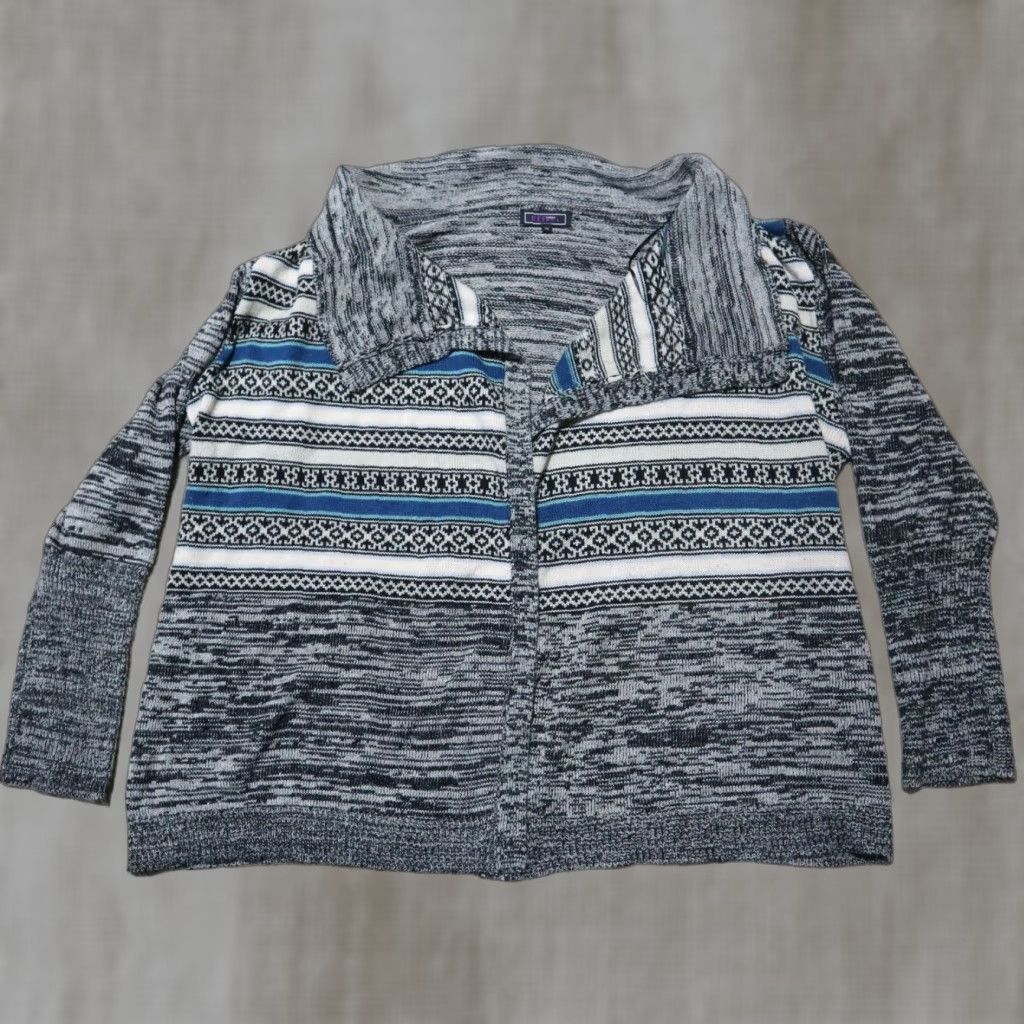 Vintage Effeci Cardigan Sweater Open Front Long Sleeve Collared Knit Wool-Look 2XL Gray Women’s Regular Size 2XL Fall Winter Size XXL / US 16-18 / IT 52-54 - 1 Thumbnail