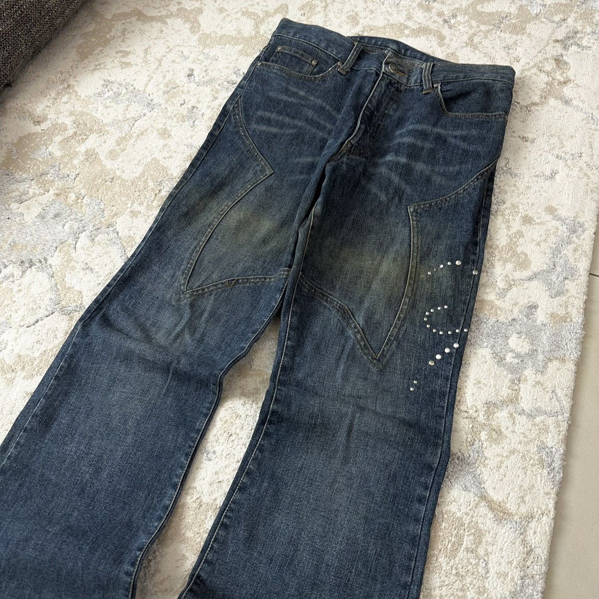 Tornado Mart rare 00s CUSTOM CULTURE Studded Flare Denim Size US 32 / EU 48 - 3 Thumbnail