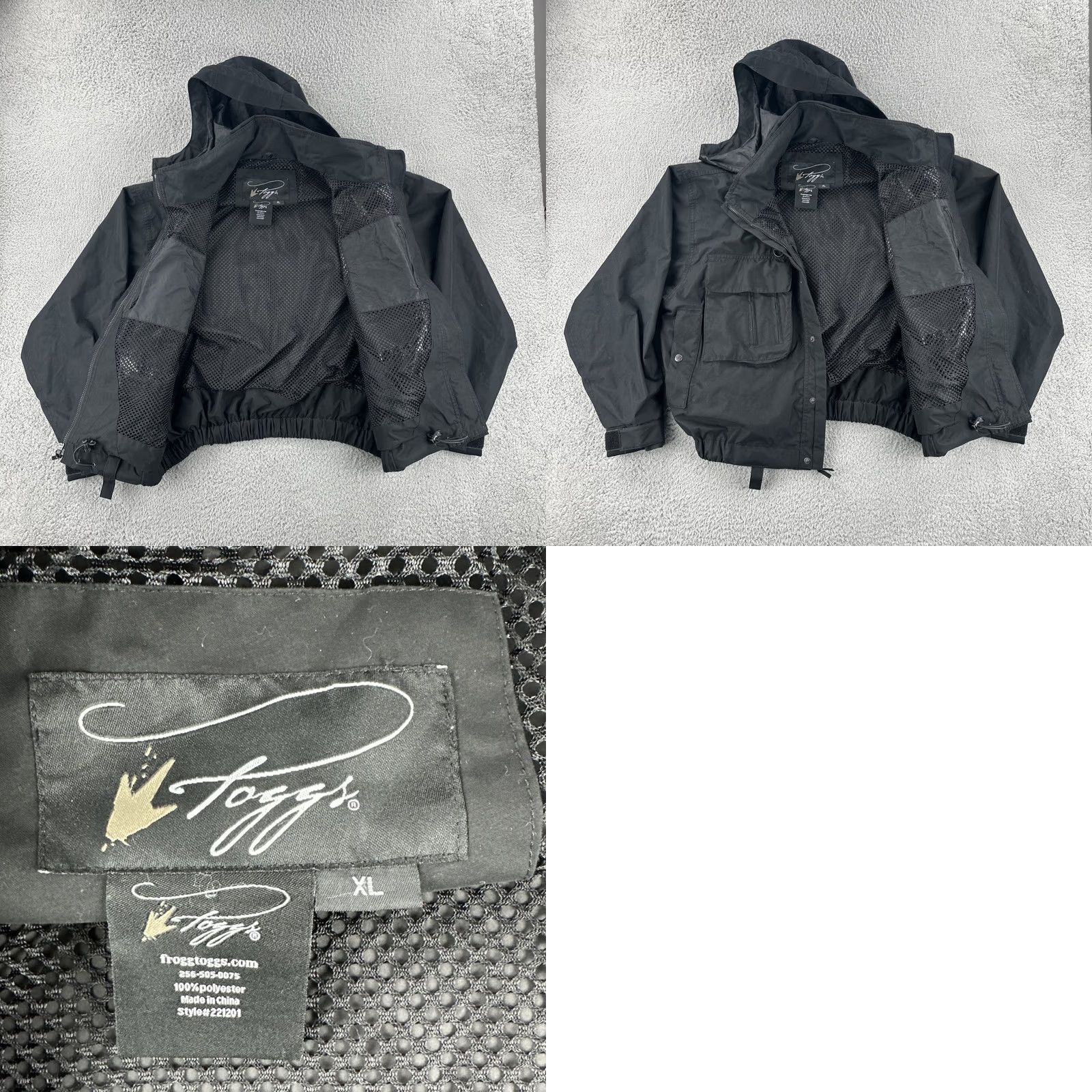 Vintage Frogg Toggs Jacket Full Zip Waterproof Black XL Men Rain Coat Hiking Outdoor Gear Size US XL / EU 56 / 4 - 10 Thumbnail
