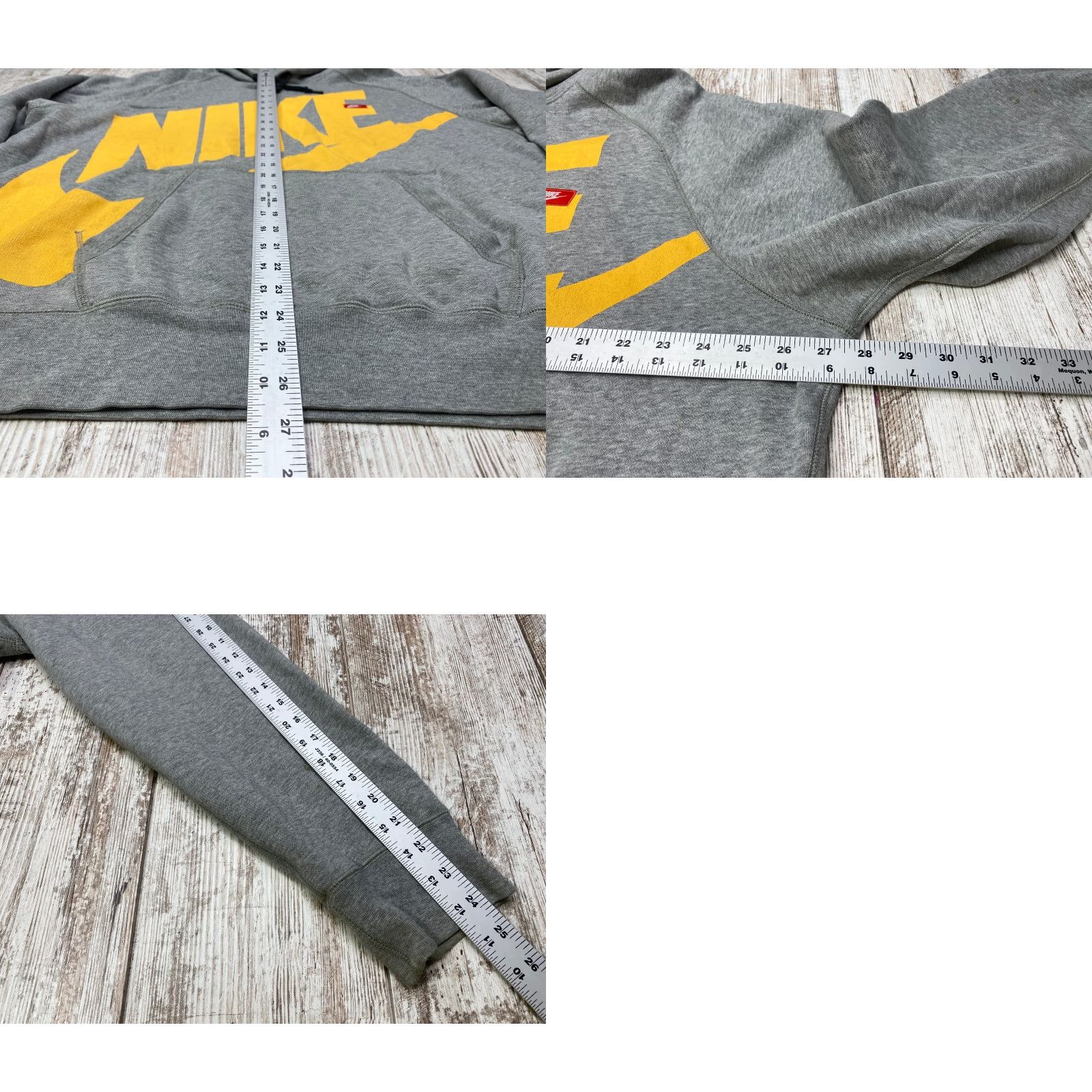 Nike VINTAGE Nike Hoodie Mens 2XL Nike Swoosh Yellow Lettering Red Tag Grey Cotton Fleece Pullover Hooded with Pockets Size US XXL / EU 58 / 5 - 8 Thumbnail
