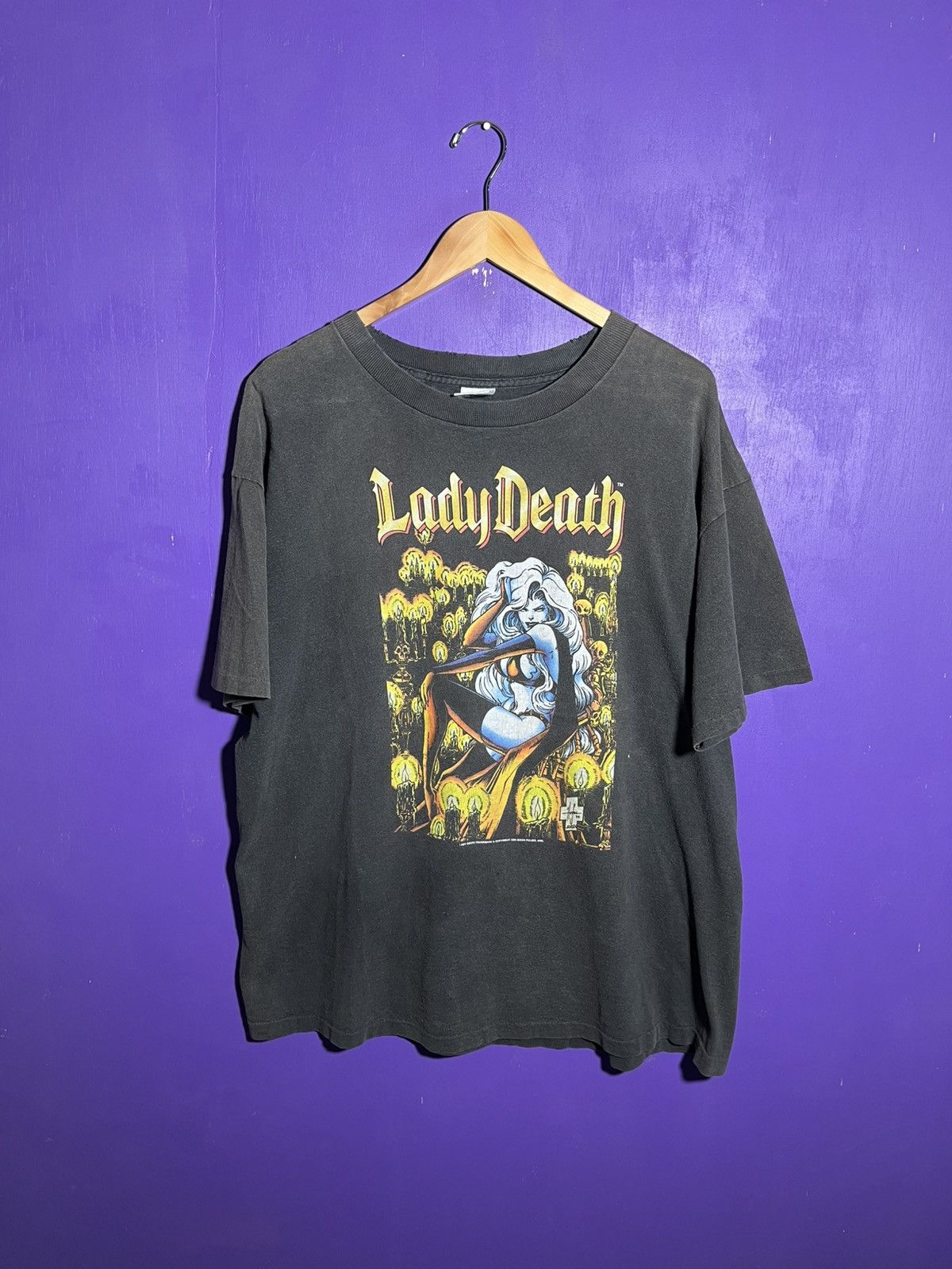 Marvel Comics × Vintage Vintage 1994 Marvel Lady Death faded t-shirt Size US XL / EU 56 / 4 - 1 Thumbnail