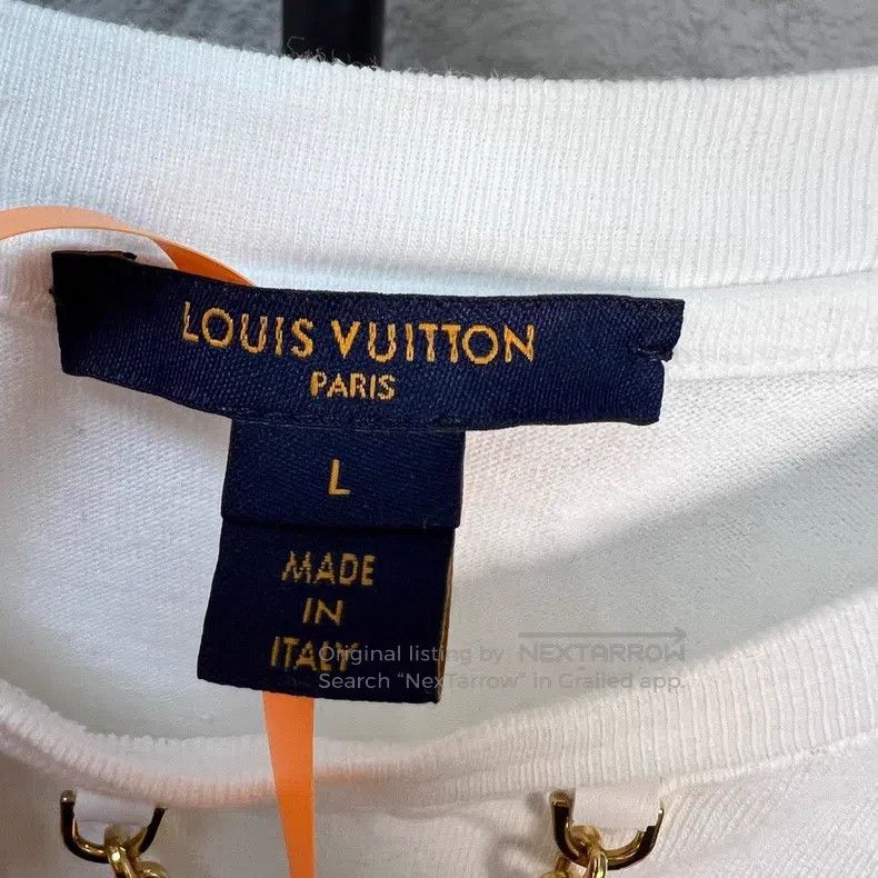 Louis Vuitton Louis Vuitton Neckline chain stripe white short sleeve Size US L / EU 52-54 / 3 - 3 Thumbnail