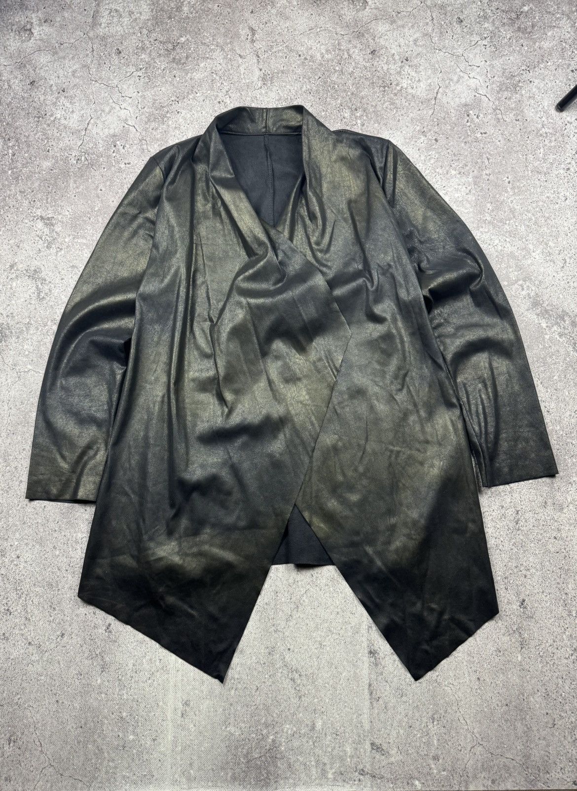 Japanese Brand Rick Owens Asymmetrical Y2K Faux Leather Jacket Japanesse Size M / US 6-8 / IT 42-44 - 1 Thumbnail