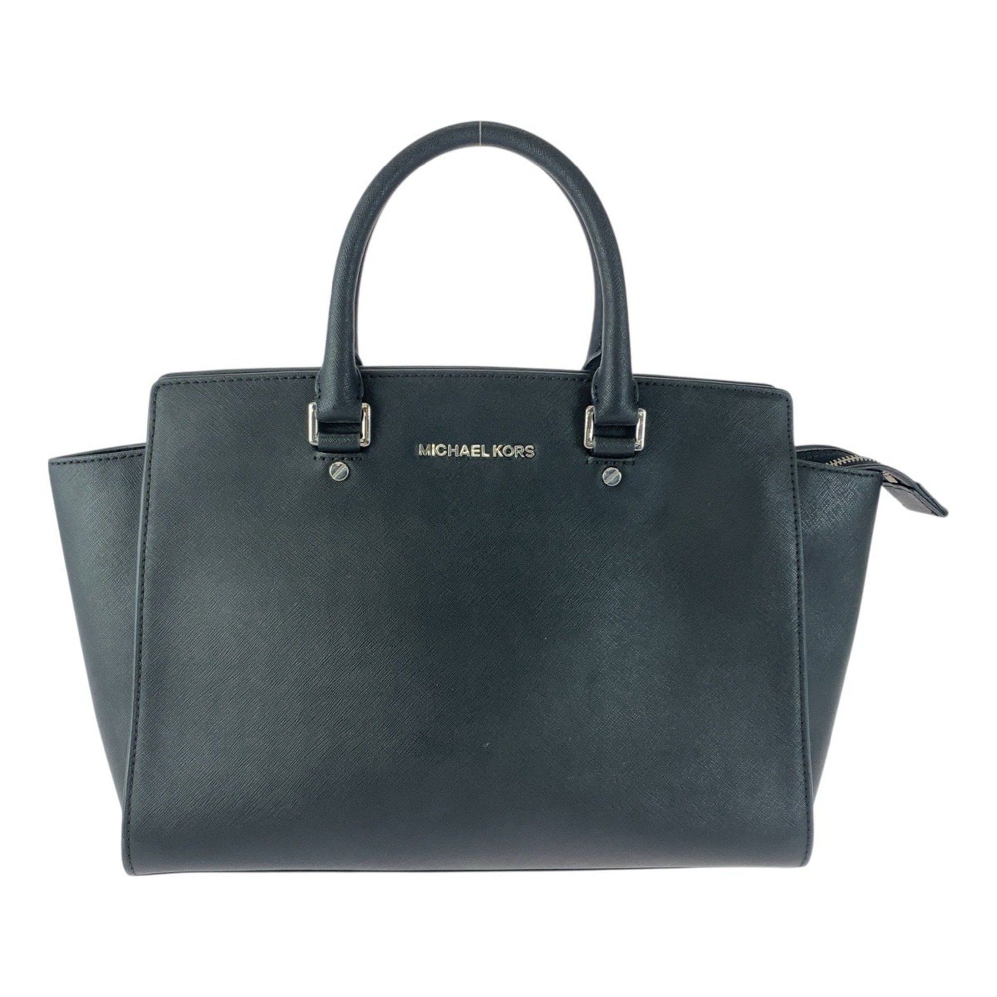 Michael Kors Selma black leather tote bag with silver hardware