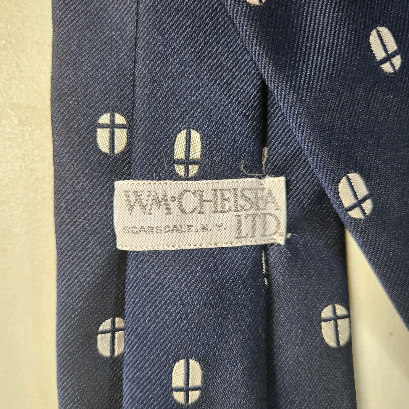 Vintage VINTAGE NAVY Chelsea LTD. Religious Cross Tie Mens Tie 56" Navy Blue Chelsea LTD. Cross Tie Size ONE SIZE - 3 Thumbnail
