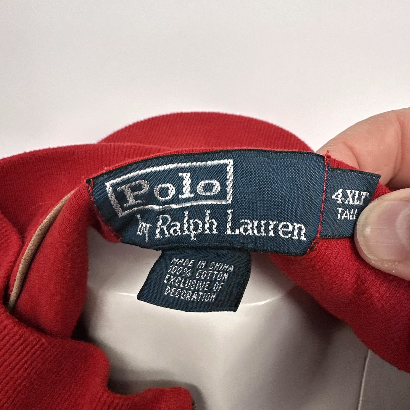 Polo Ralph Lauren VINTAGE Polo Ralph Lauren Sweater Mens 4XLT Red Quarter Zip Mock Neck Pullover Knit Size US XXL / EU 58 / 5 - 4 Thumbnail
