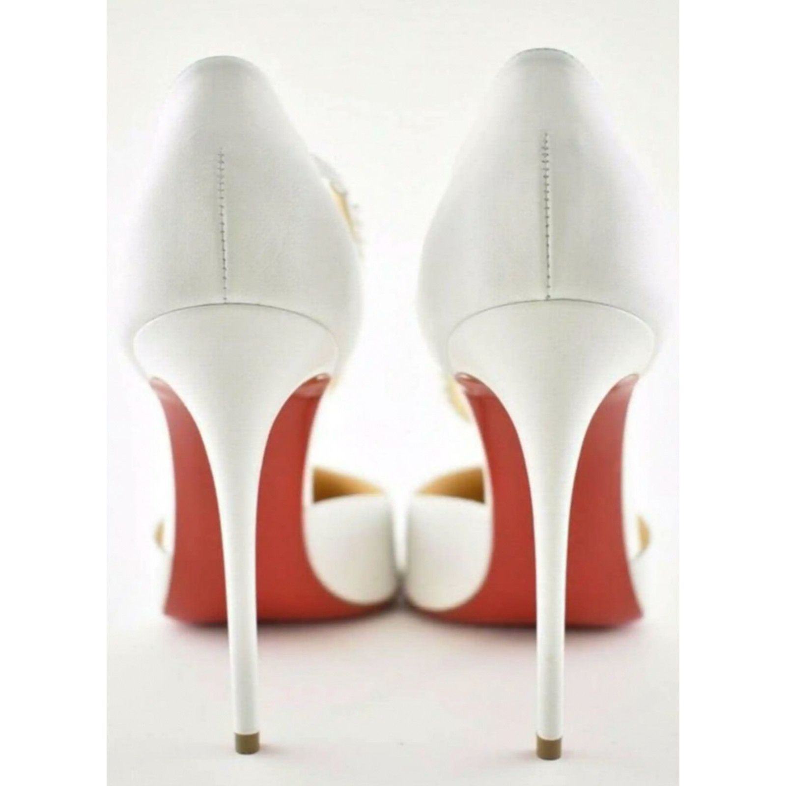 Christian Louboutin Spike Cross 100 White PVC Silver Criss Strap Heel Pump 42 Size US 12 / IT 42 - 11 Thumbnail