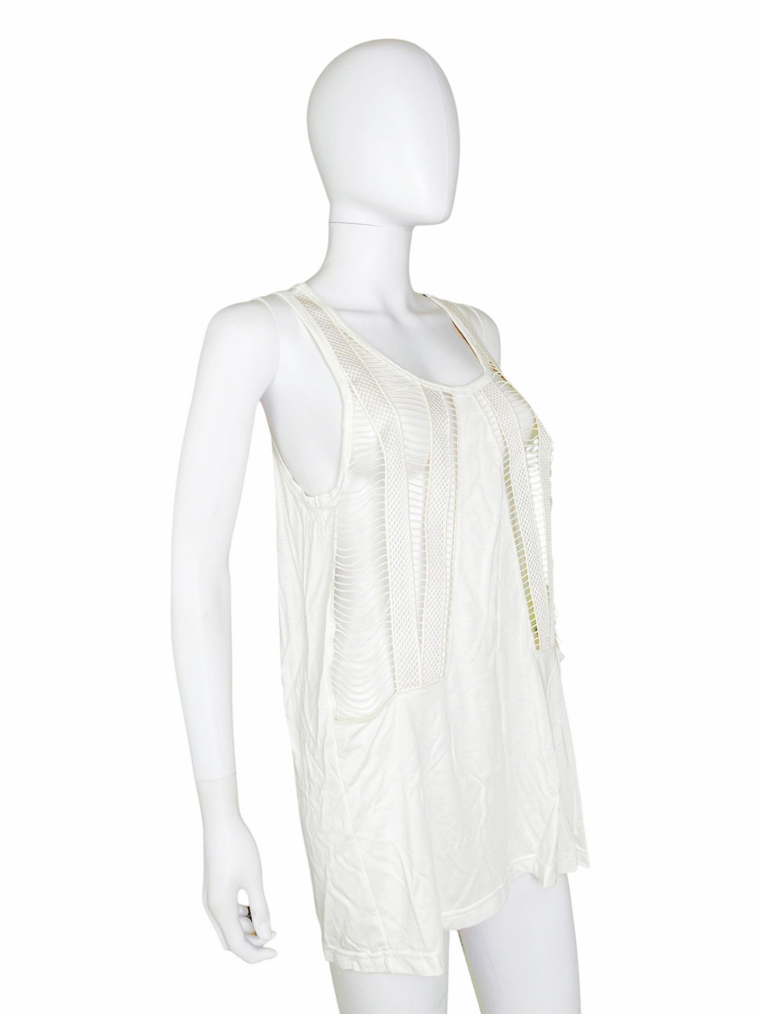 Givenchy by Riccardo Tisci 2000's Intarsia Embroidered White Tank Top Size M / US 6-8 / IT 42-44 - 2 Thumbnail