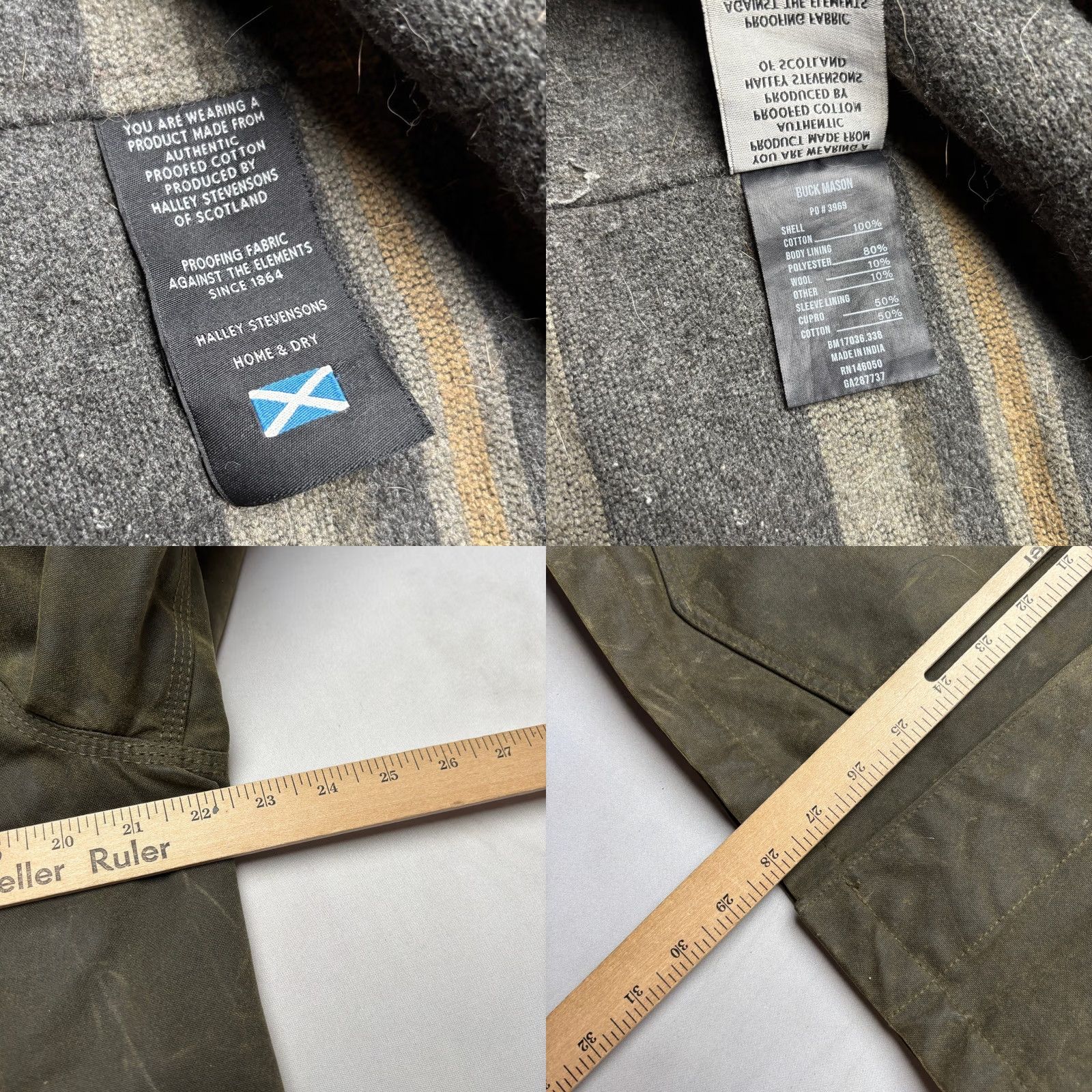 Buck Mason Buck Mason Highland Jacket Dry Waxed Canvas Wool Lined Men M Green Wool Lined Jacket Size US M / EU 48-50 / 2 - 8 Thumbnail