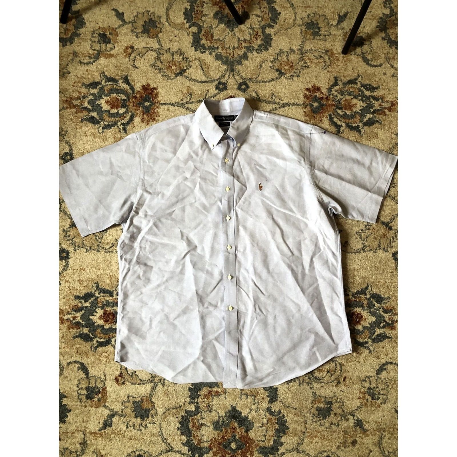 Ralph Lauren Ralph Lauren Blake Oxford Shirt Short Sleeve Button-Up Flesh Pony Blue 100% Cotton L Mens Regular Collared Button-Down Size US L / EU 52-54 / 3 - 2 Thumbnail