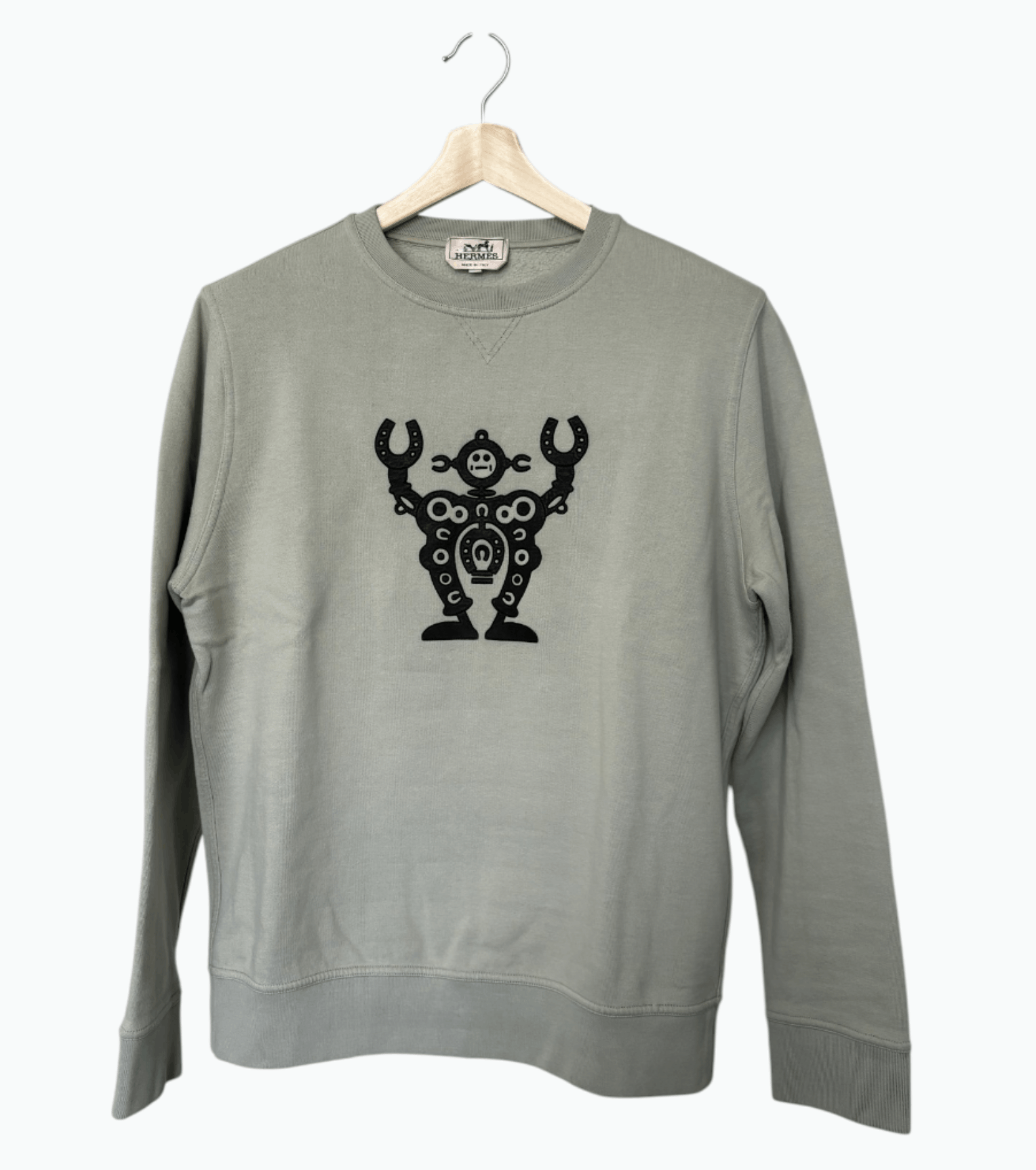 Hermes "Robot" Leather Appliqué Sweatshirt, F/W 2015 Size US L / EU 52-54 / 3 - 1 Thumbnail
