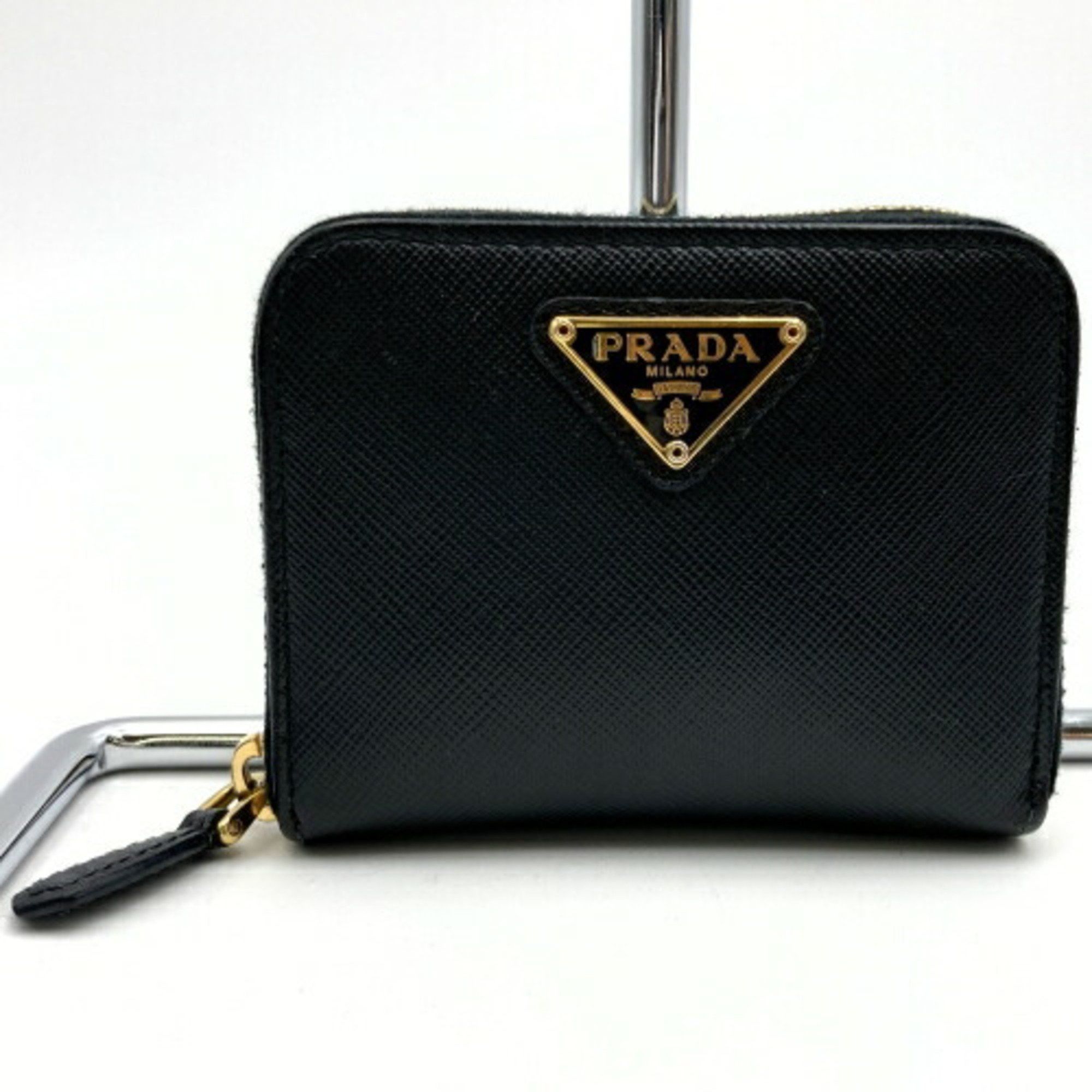 image of Prada Wallet Wallet/coin Case Triangular Plate Black Leather Ladies Itcbw487L7Q8, Women's