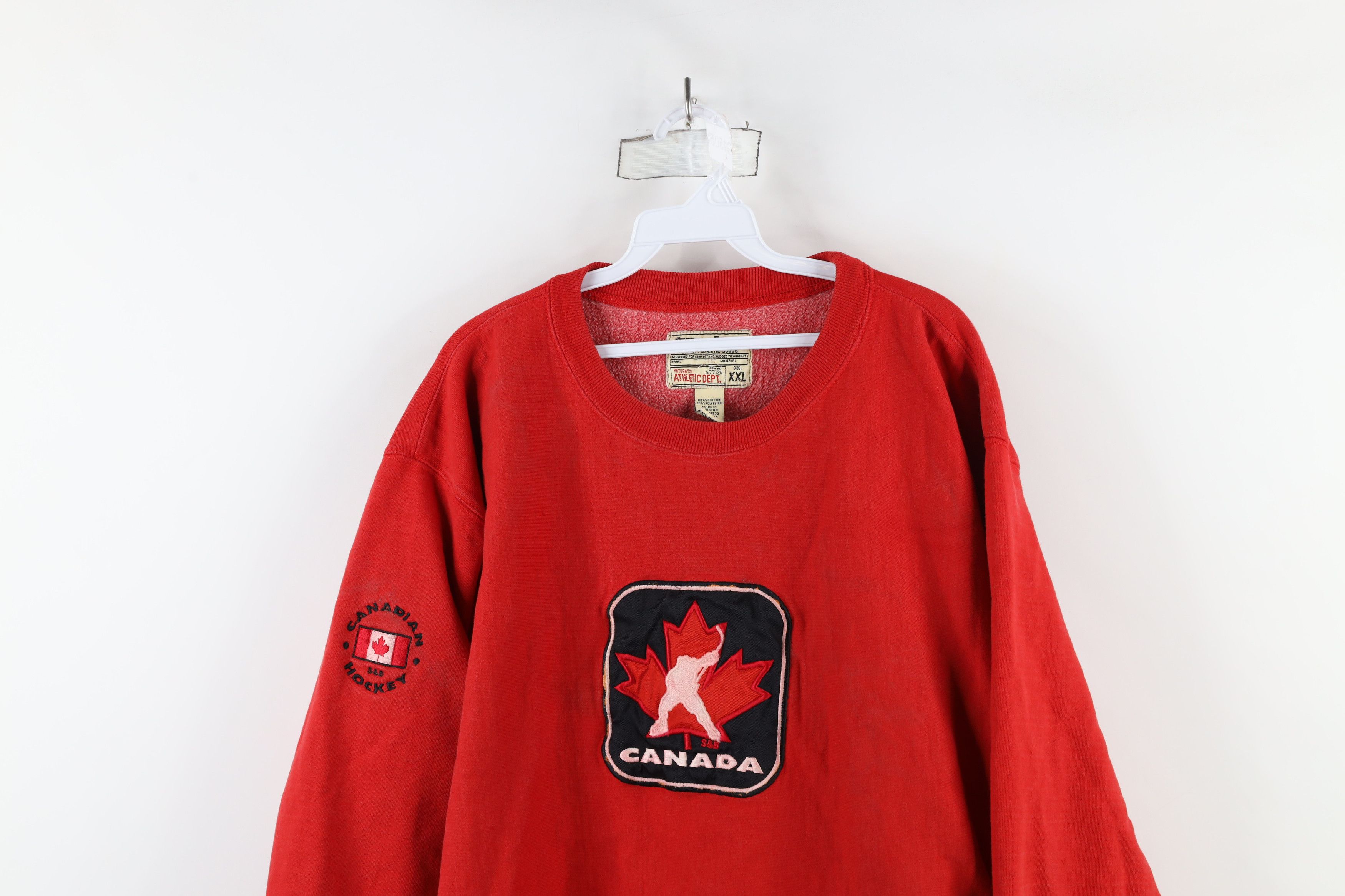 Vintage Vintage 90s Y2K Heavyweight Canada Hockey Sweatshirt Red Size US XXL / EU 58 / 5 - 2 Thumbnail