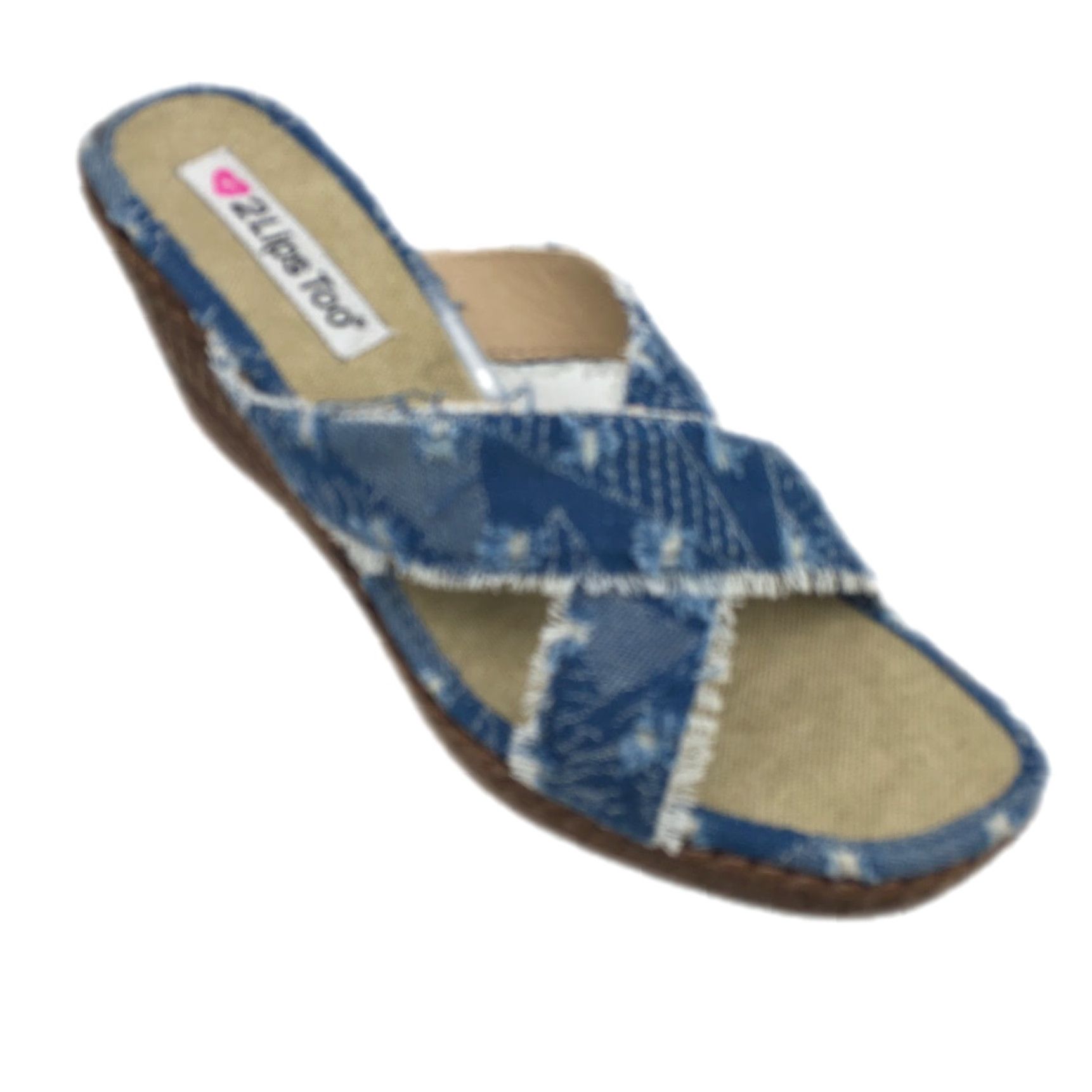 Vintage 2 Lips Too Womens Too Wisk Wedge Heel Slip On Casual Blue Sandals 11M Size US 11 / IT 41 - 2 Thumbnail
