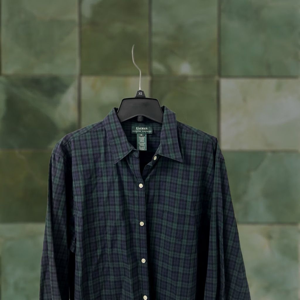 Ralph Lauren Lauren Ralph Lauren Shirt Mens XL Green Purple Plaid Button Down L/S Oxfor d Flannel Size US XL / EU 56 / 4 - 1 Thumbnail