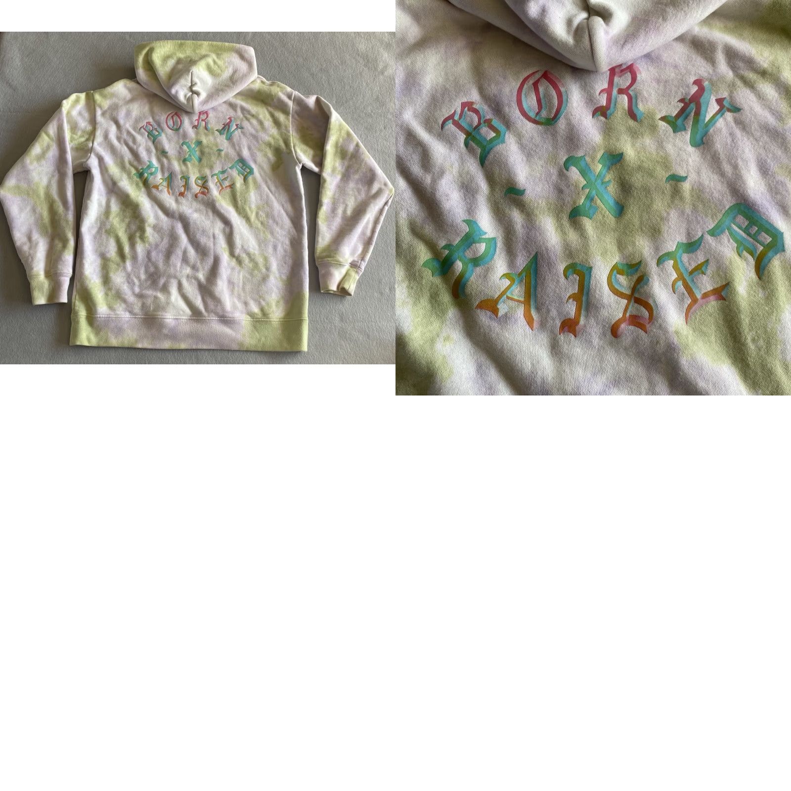 Born X Raised Born x Raised Hoodie Mens Medium Tye Dye Multicolor Logo Pullover Hooded Sweatshirt USA Grunge Hip Hop 90s Style Size US M / EU 48-50 / 2 - 8 Thumbnail
