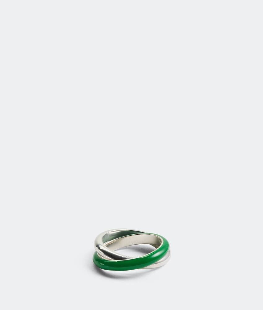 Bottega Veneta o1n1vont0325 Size: OS / Essentials Ring in Silver/Green Size ONE SIZE - 3 Thumbnail
