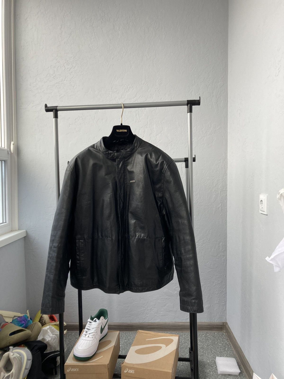 image of Vintage Lambretta Leather Jacket in Black, Men's (Size Large)