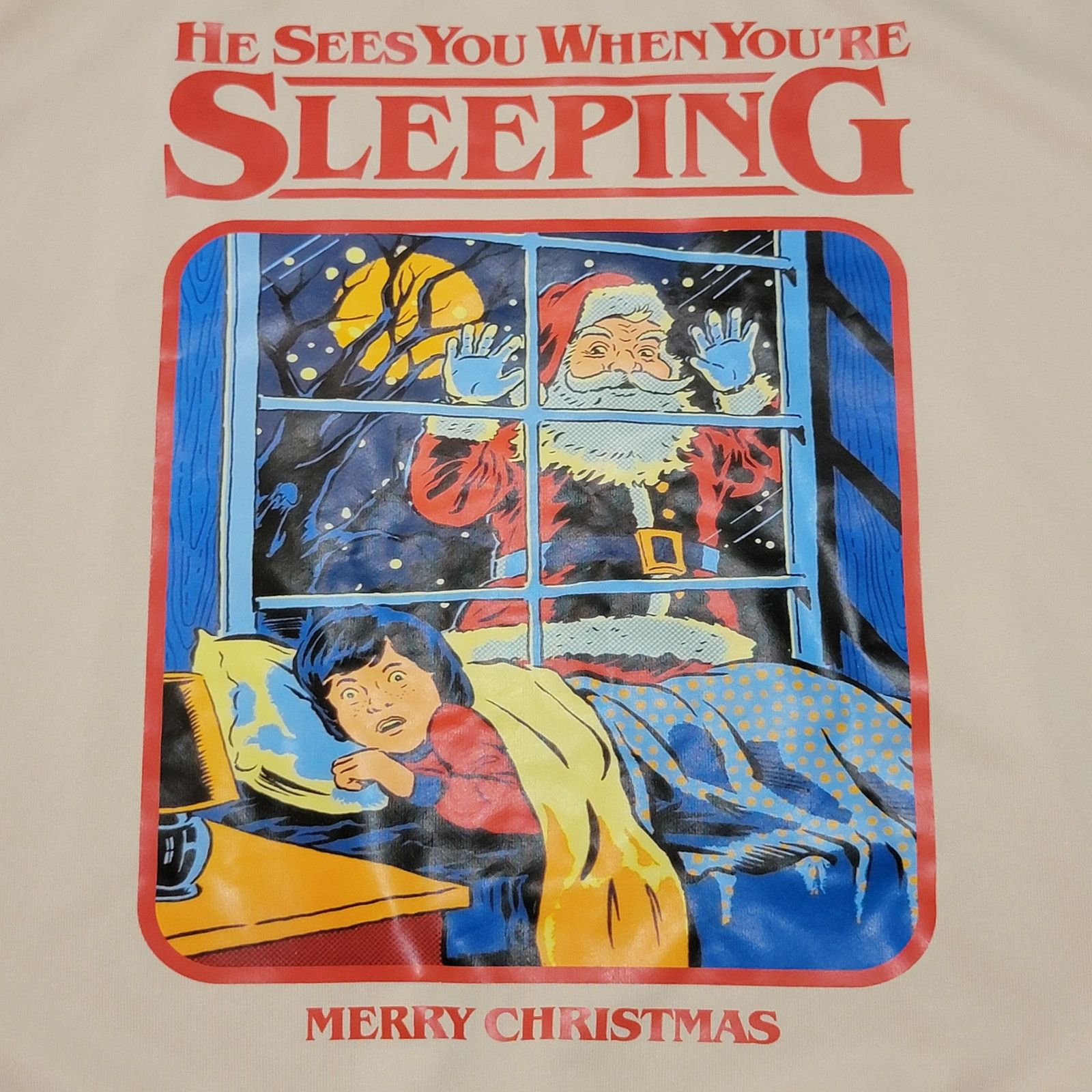 Other Funny Christmas Beige Sweatshirt "He Sees You.." -Size Small Size S / US 4 / IT 40 - 2 Thumbnail