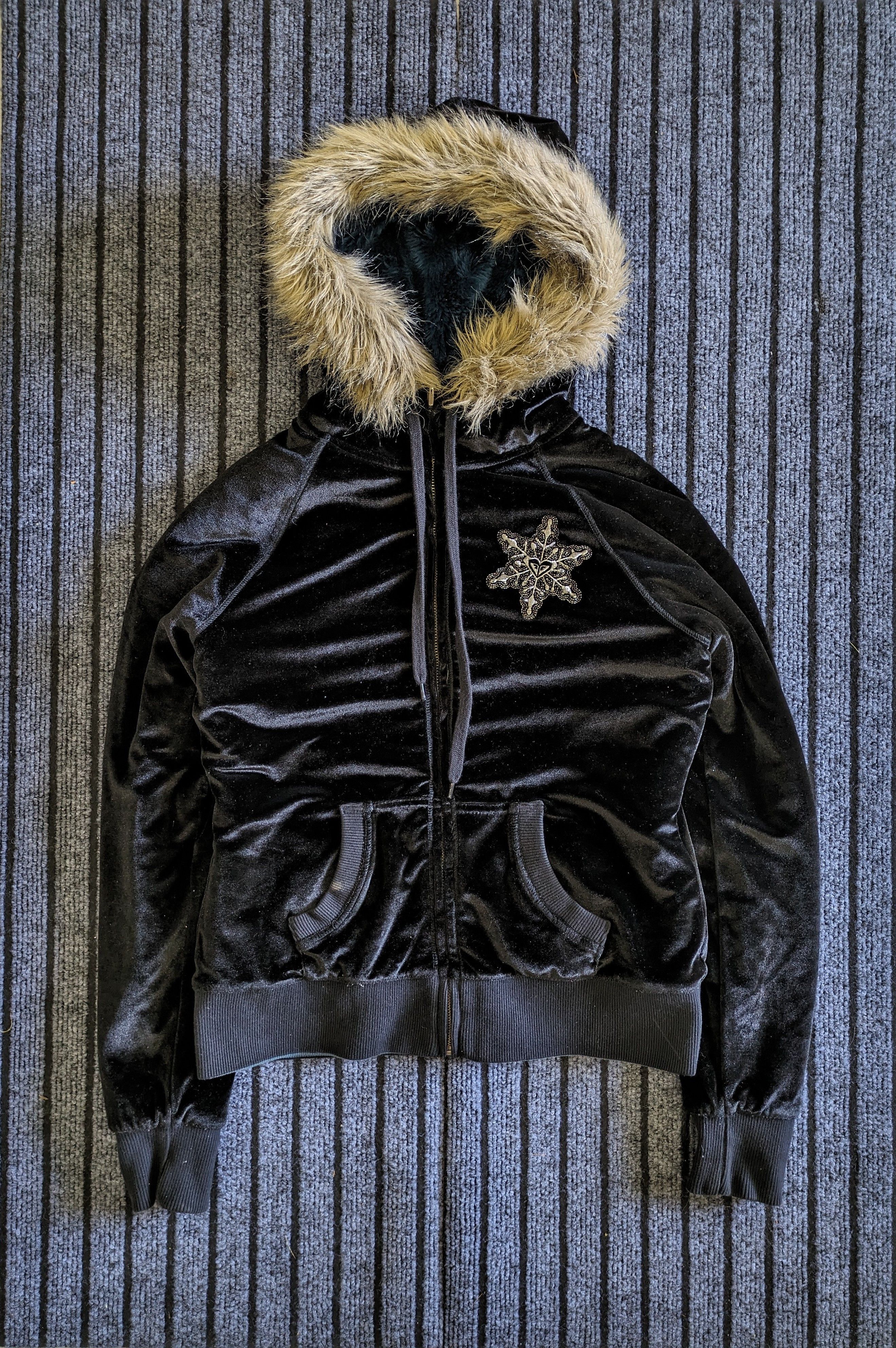 14th Addiction Roxy Reversible Velvet Fur Hoodie Jacket LGB KMRii Size L / US 10 / IT 46 - 1 Thumbnail